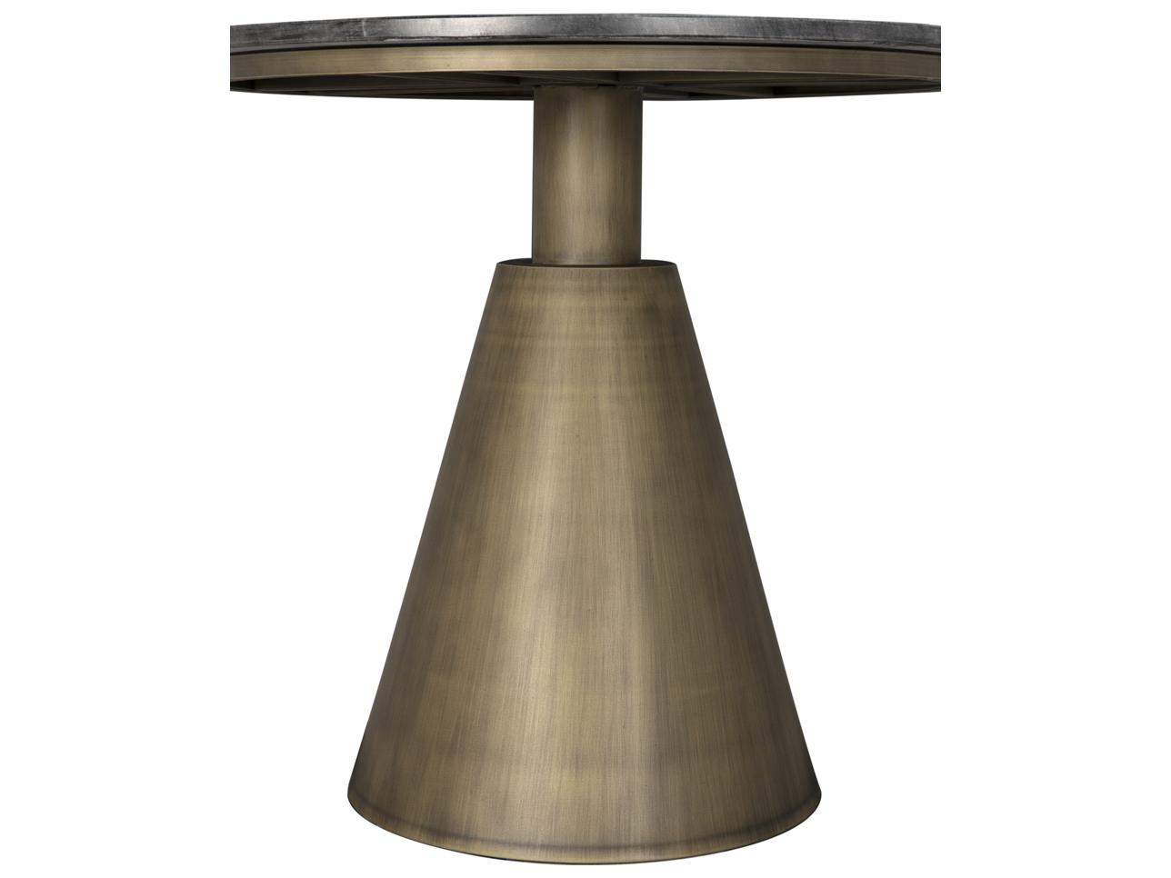 Noir Nara Round Marble Aged Brass Black End Table
