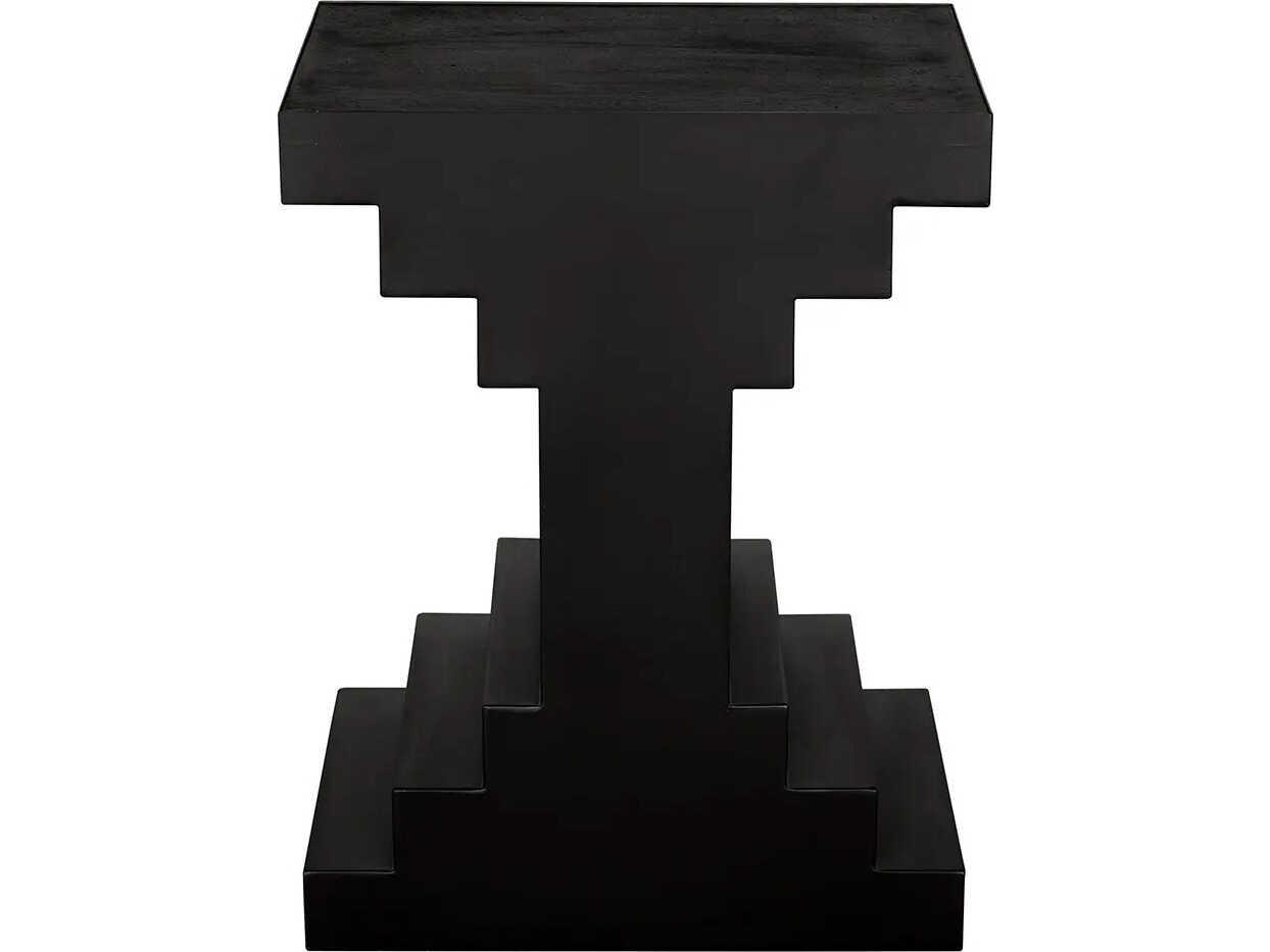 Noir Melbourne Rectangular Wood Black Walnut And Matte End Table