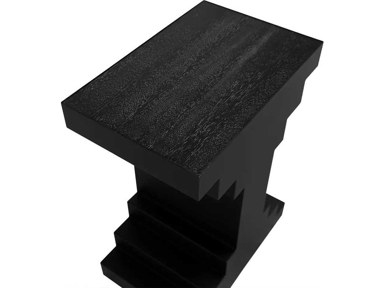 Noir Melbourne Rectangular Wood Black Walnut And Matte End Table