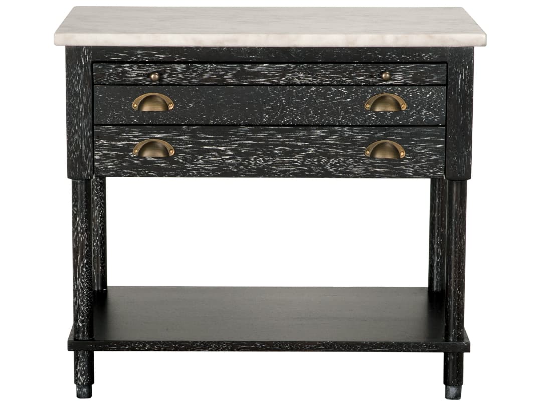Noir Artemio Rectangular Marble Black Walnut End Table
