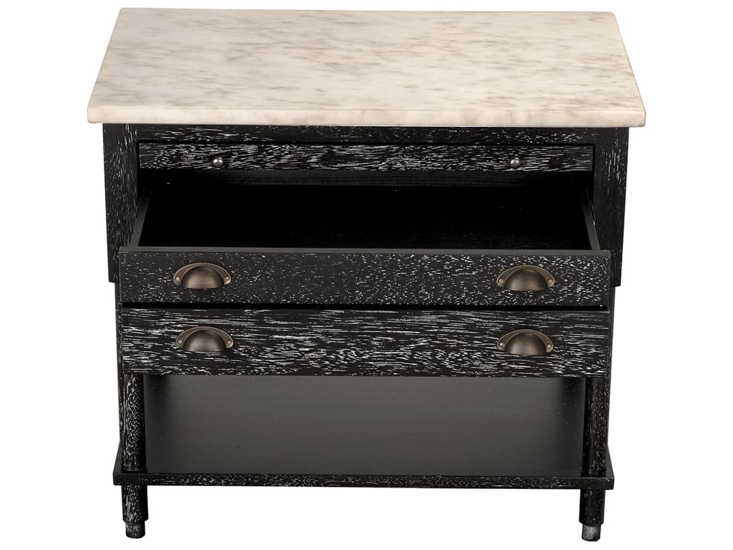 Noir Artemio Rectangular Marble Black Walnut End Table