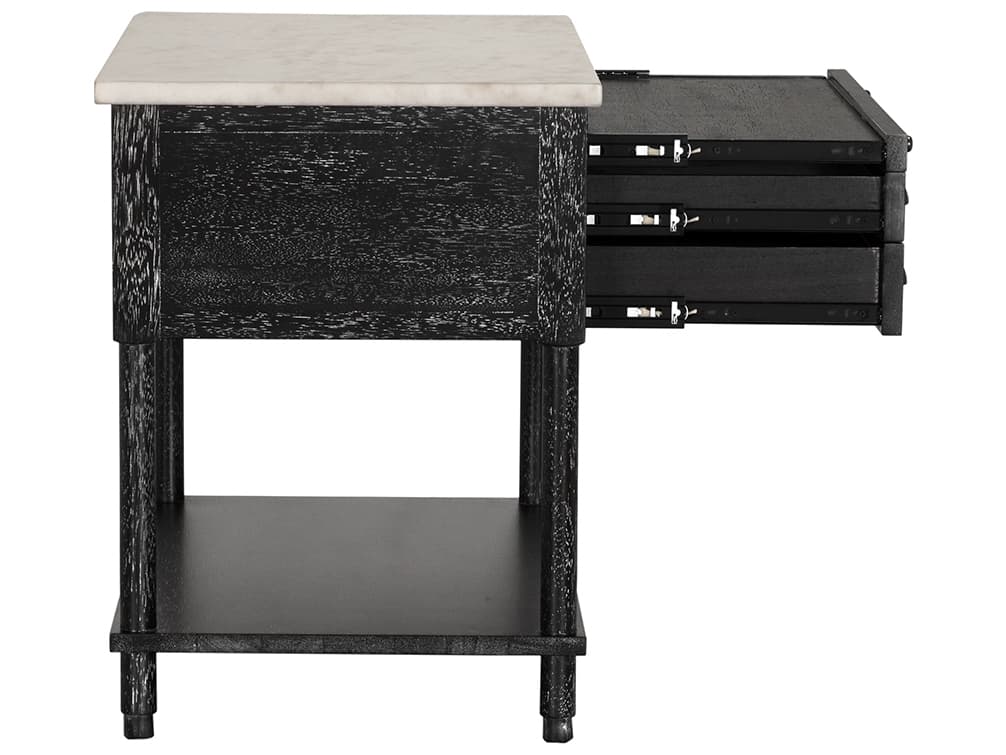 Noir Artemio Rectangular Marble Black Walnut End Table