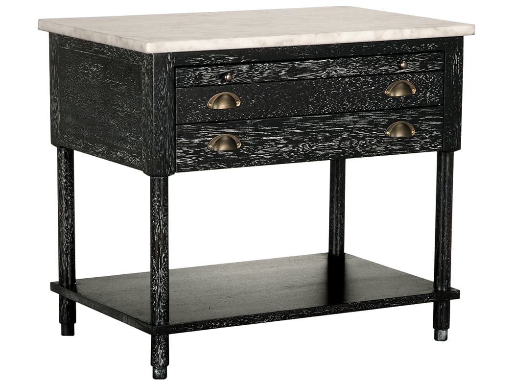 Noir Artemio Rectangular Marble Black Walnut End Table