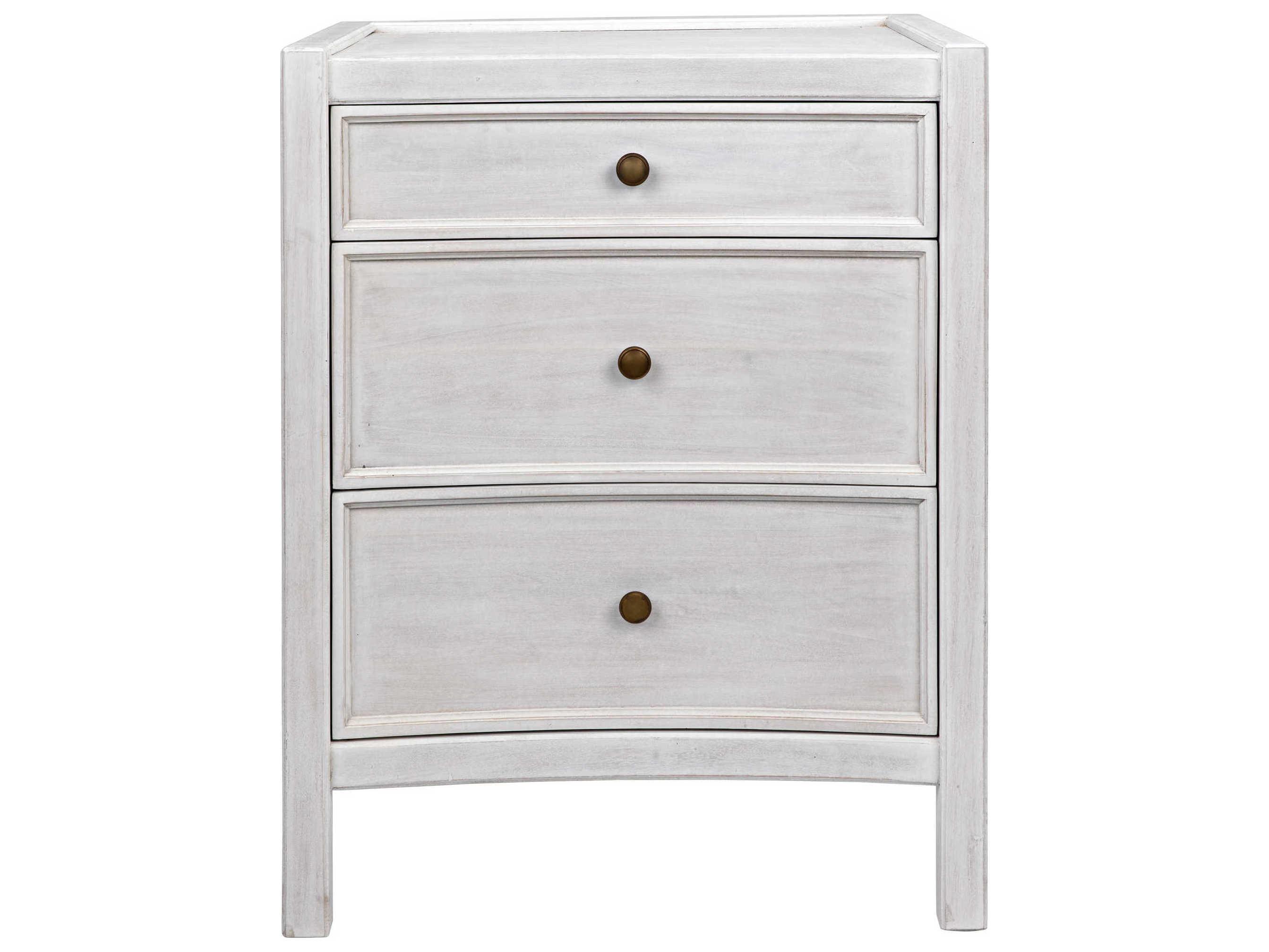 Noir Hampton 3-Drawers Mahogany Wood Nightstand