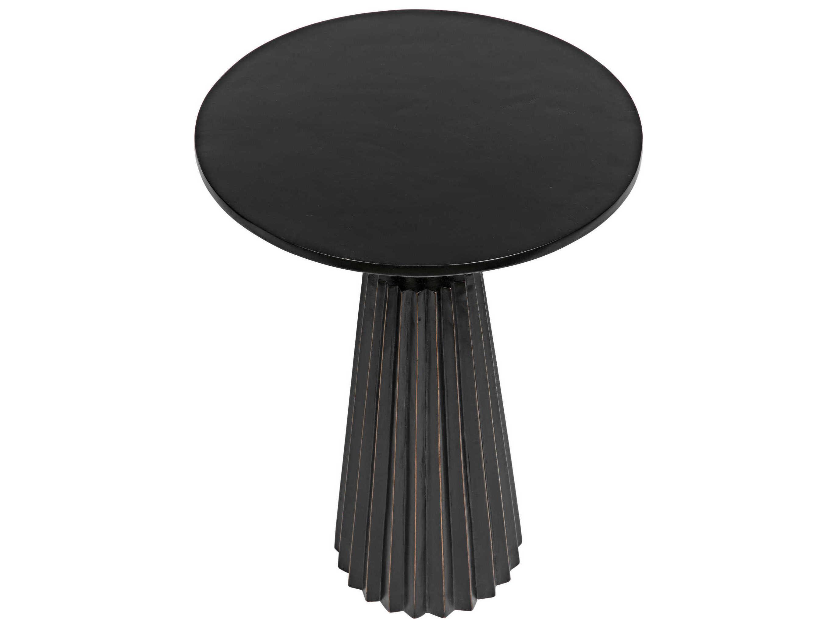 Noir Round Wood Hand Rubbed Black End Table