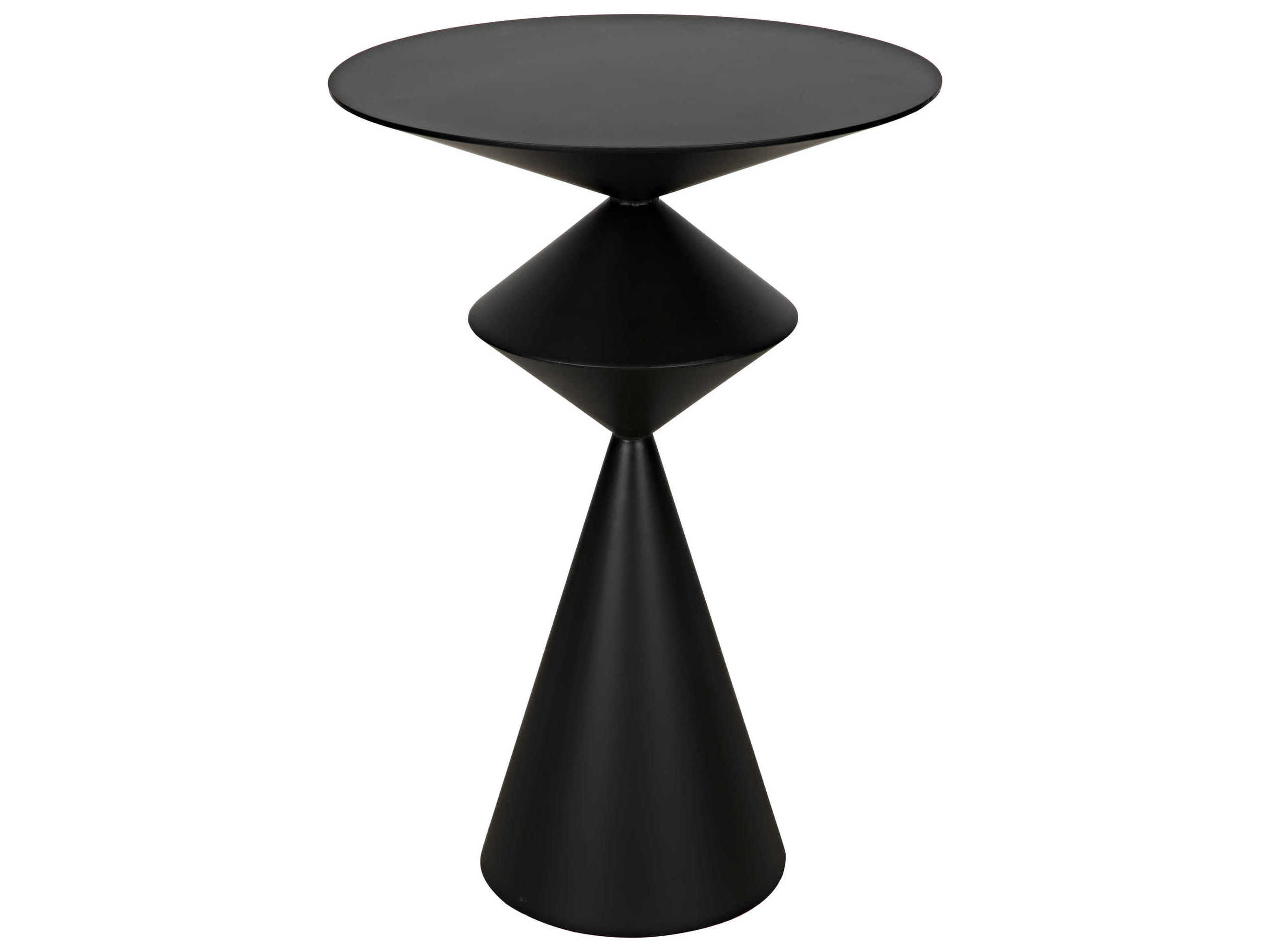Noir Round Black Metal End Table