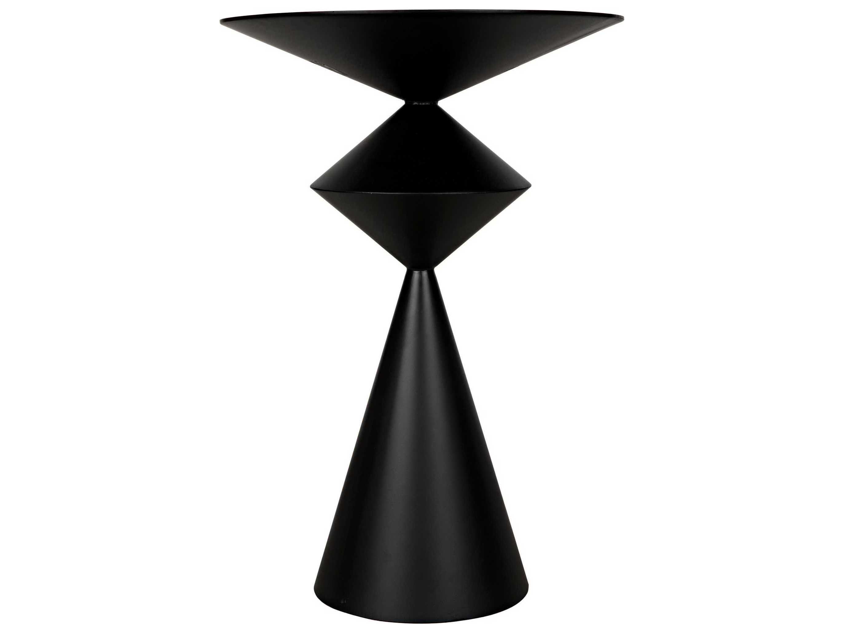 Noir Round Black Metal End Table