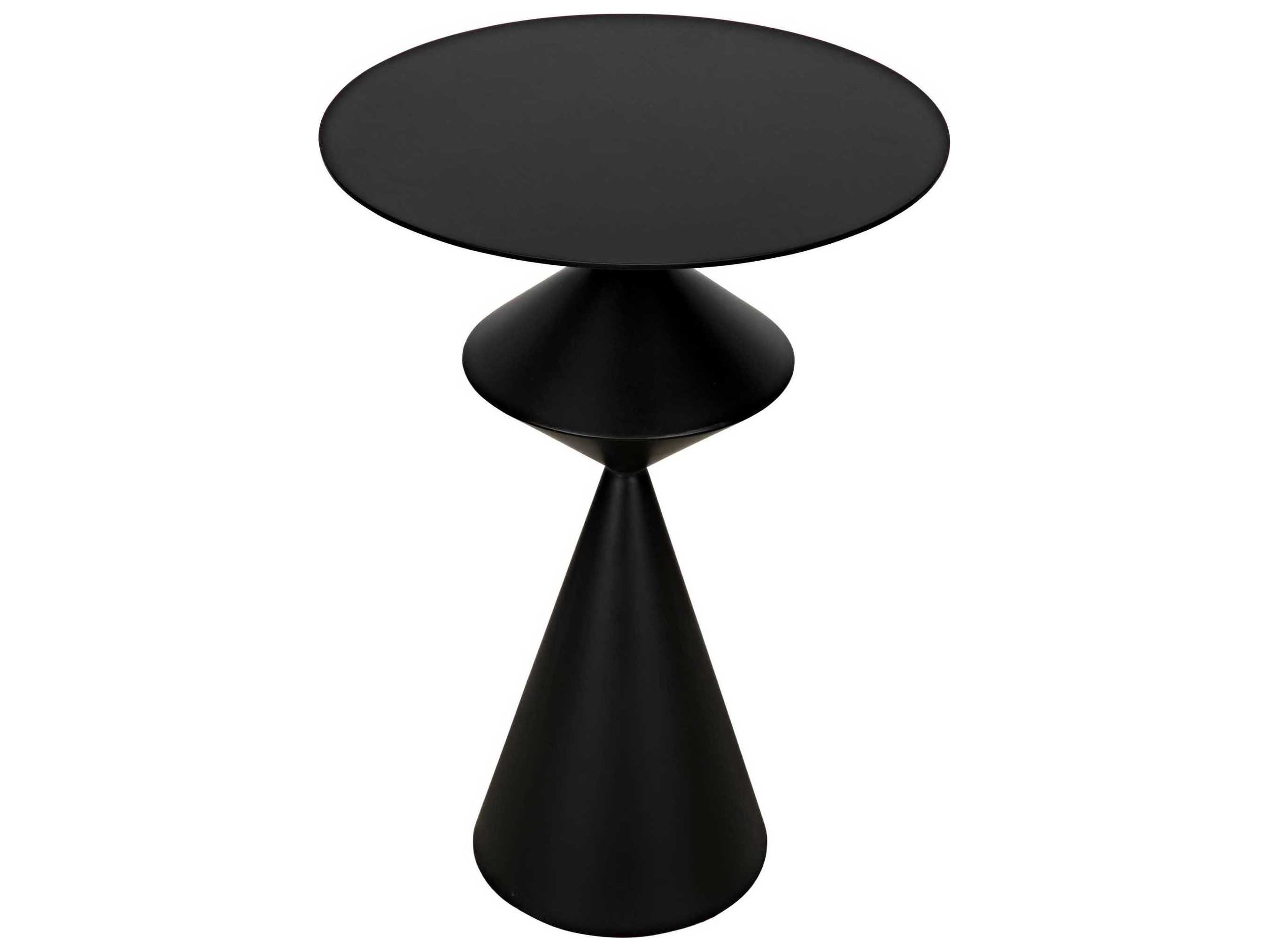 Noir Round Black Metal End Table