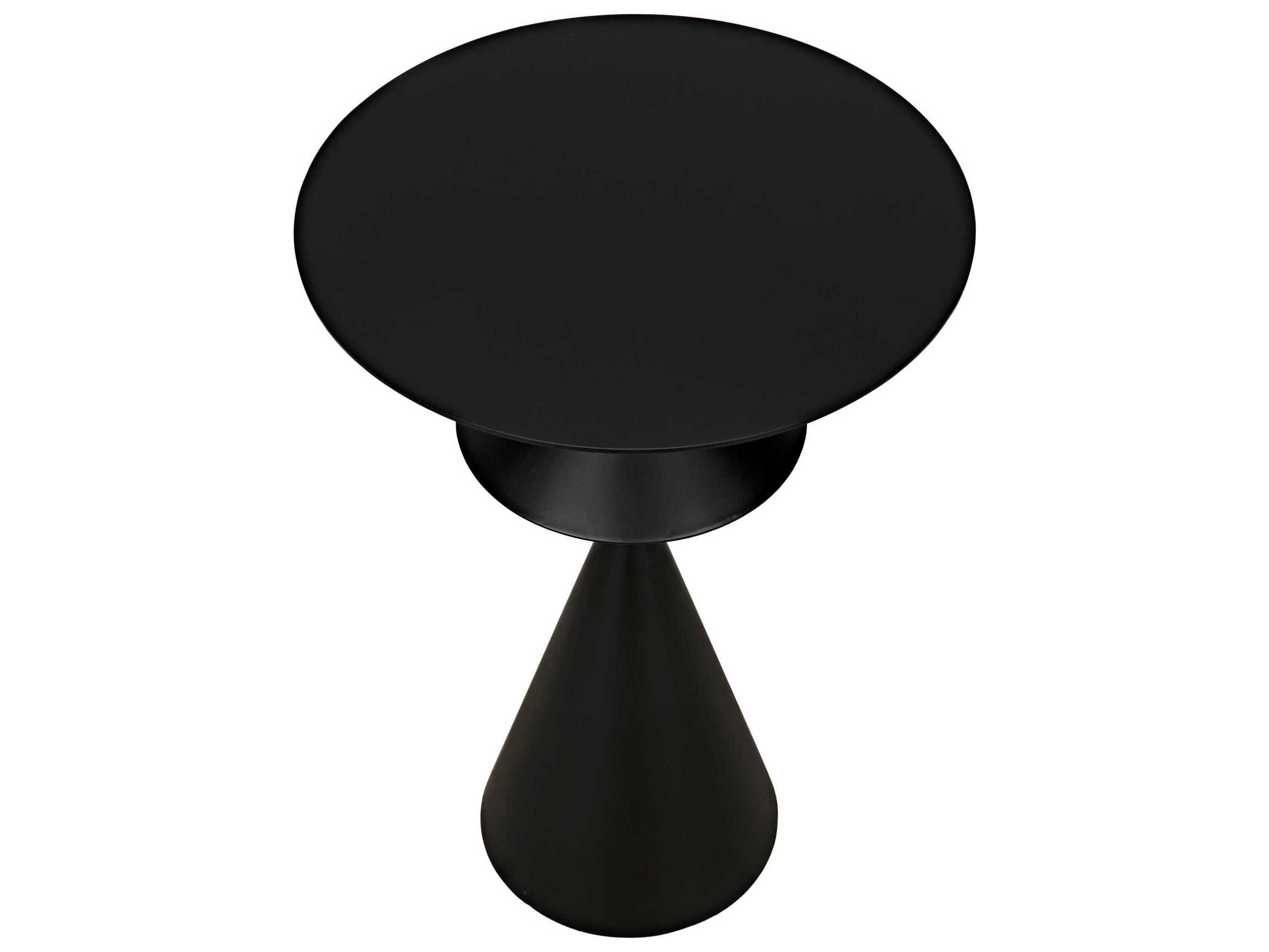 Noir Round Black Metal End Table