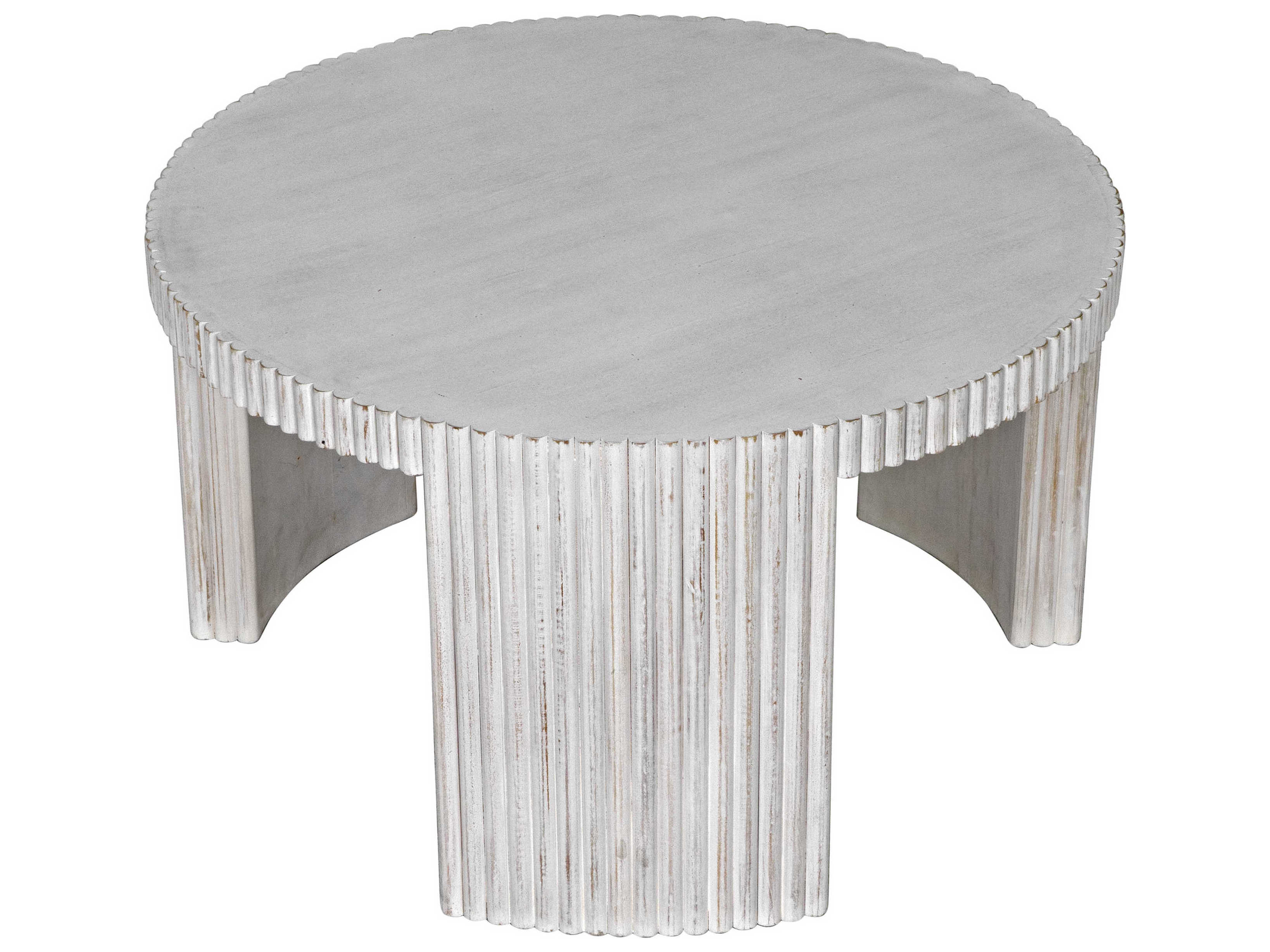 Noir Round Wood White Wash Coffee Table