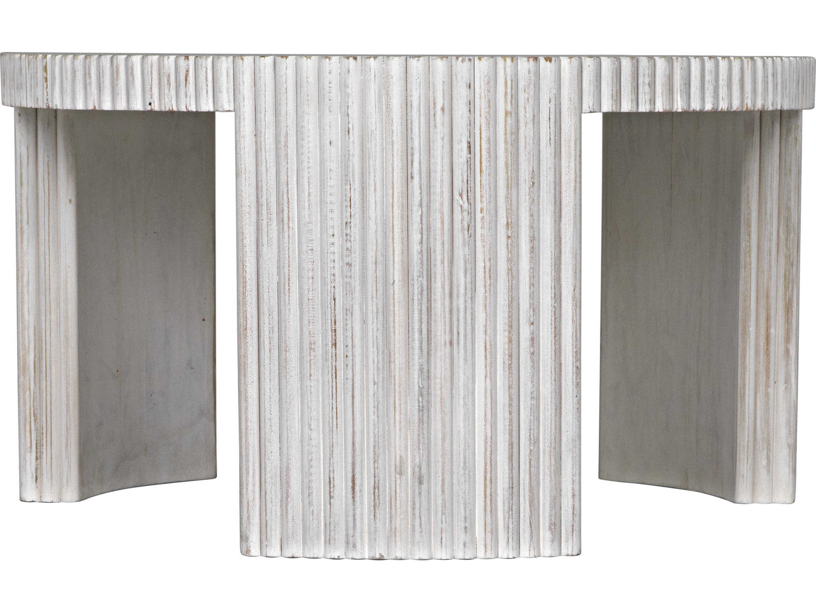 Noir Round Wood White Wash Coffee Table