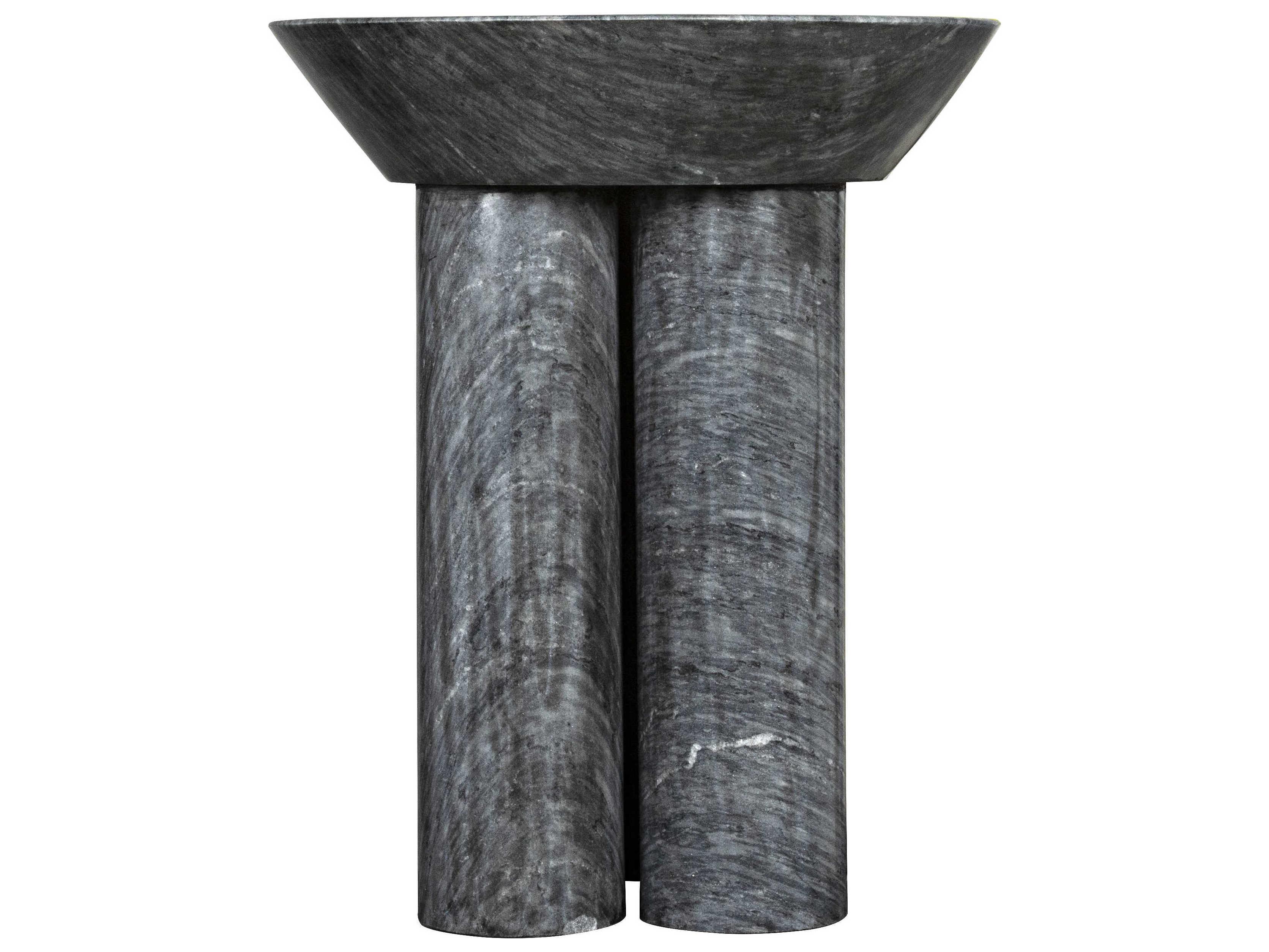 Noir Round Black Marble End Table