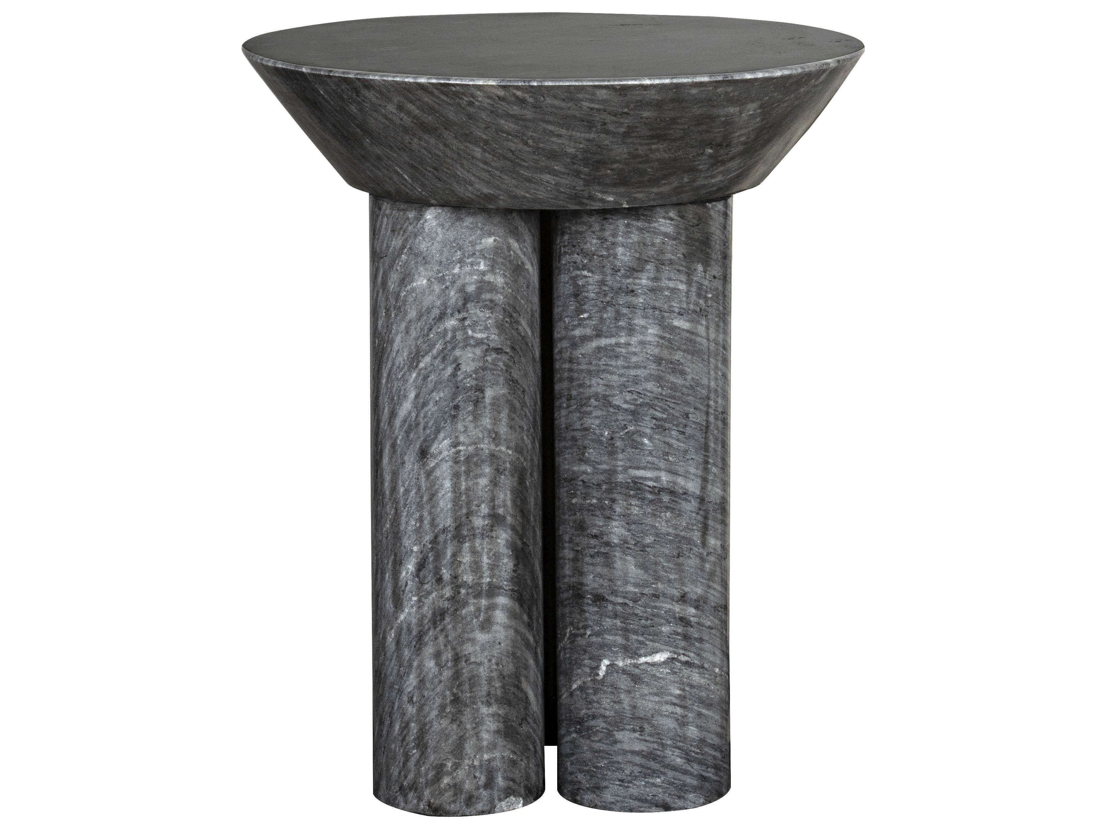 Noir Round Black Marble End Table