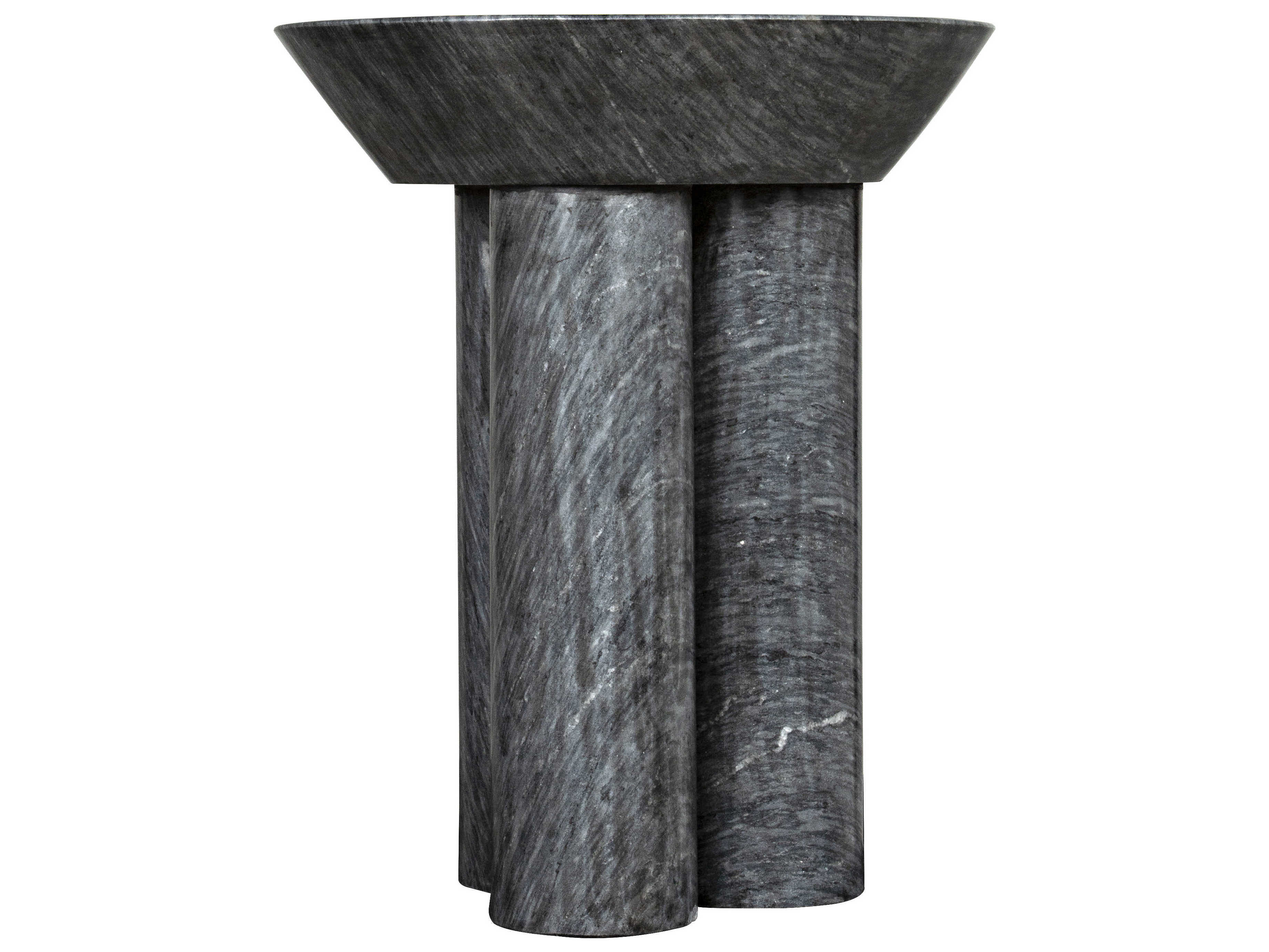 Noir Round Black Marble End Table
