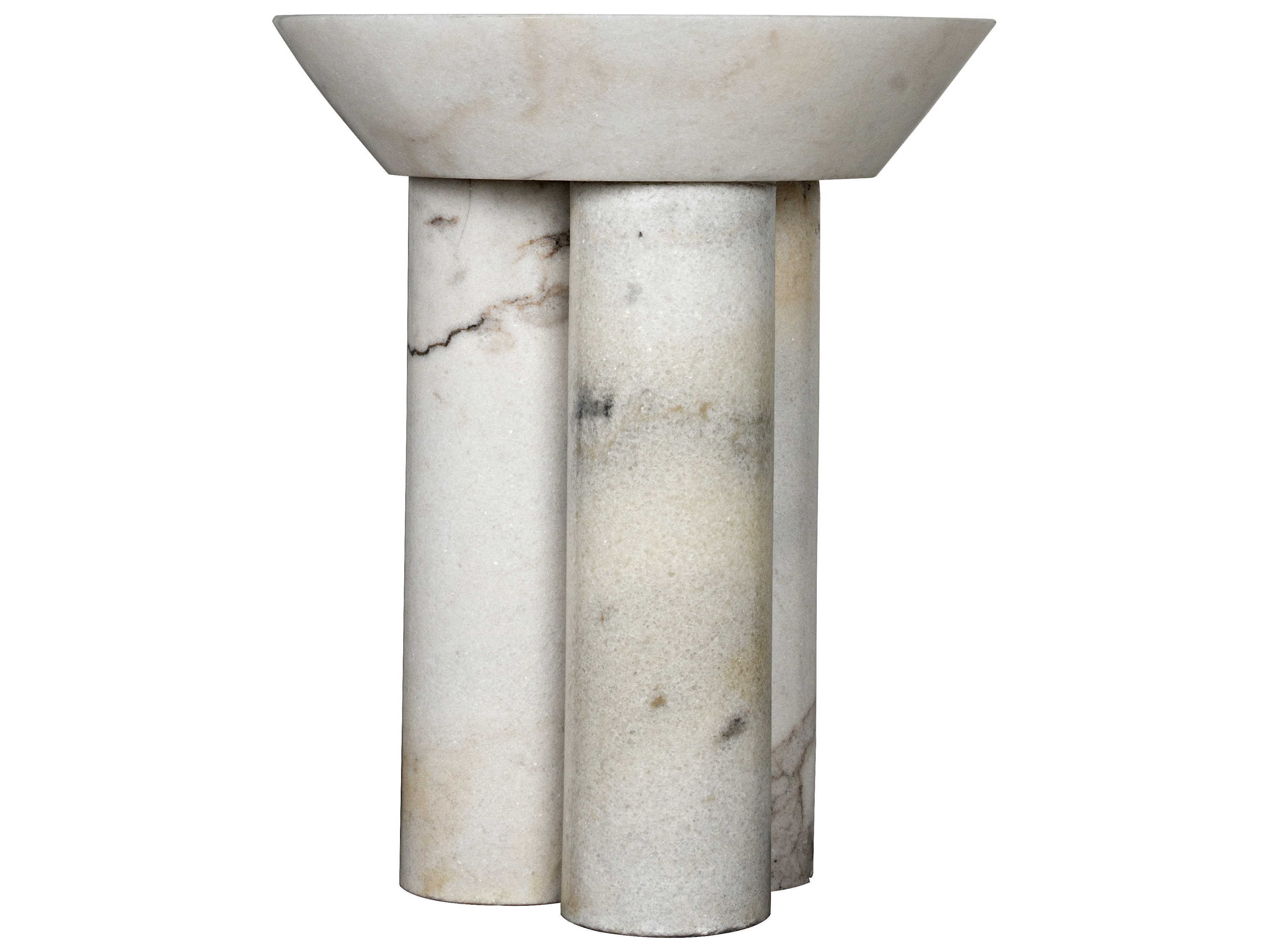 Noir Round White Marble End Table