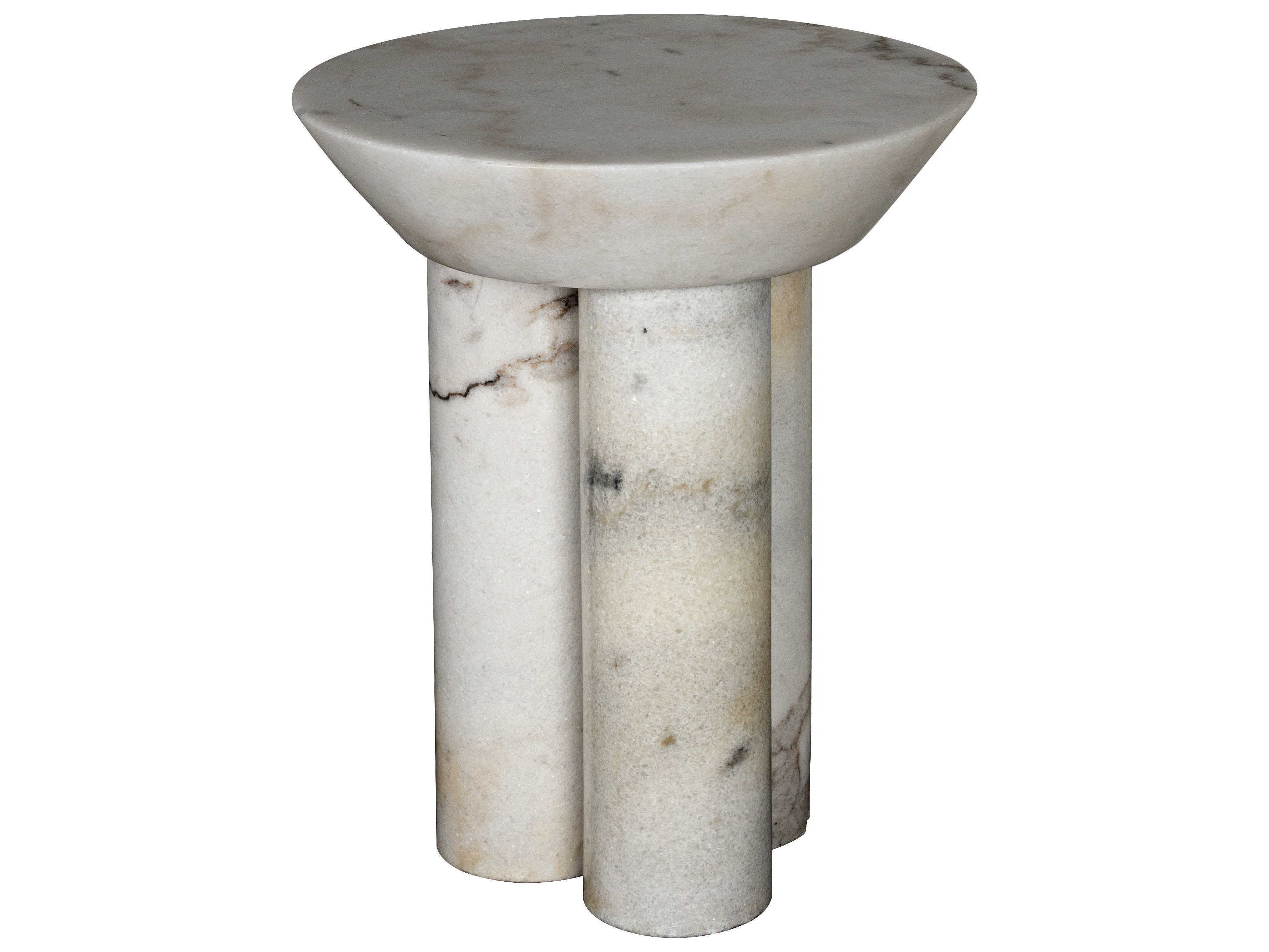 Noir Round White Marble End Table