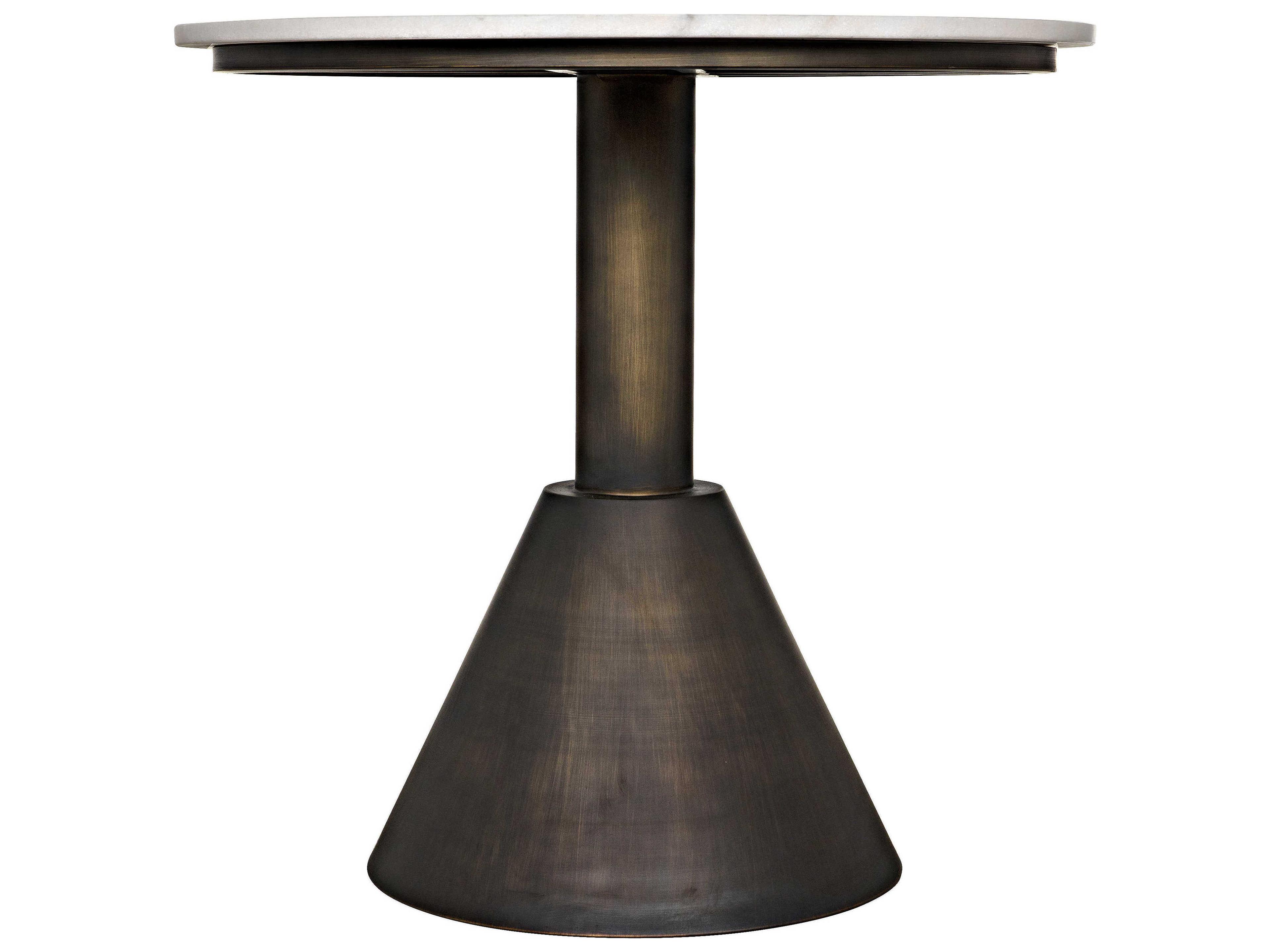 Noir Joseph Round Marble Aged Brass End Table