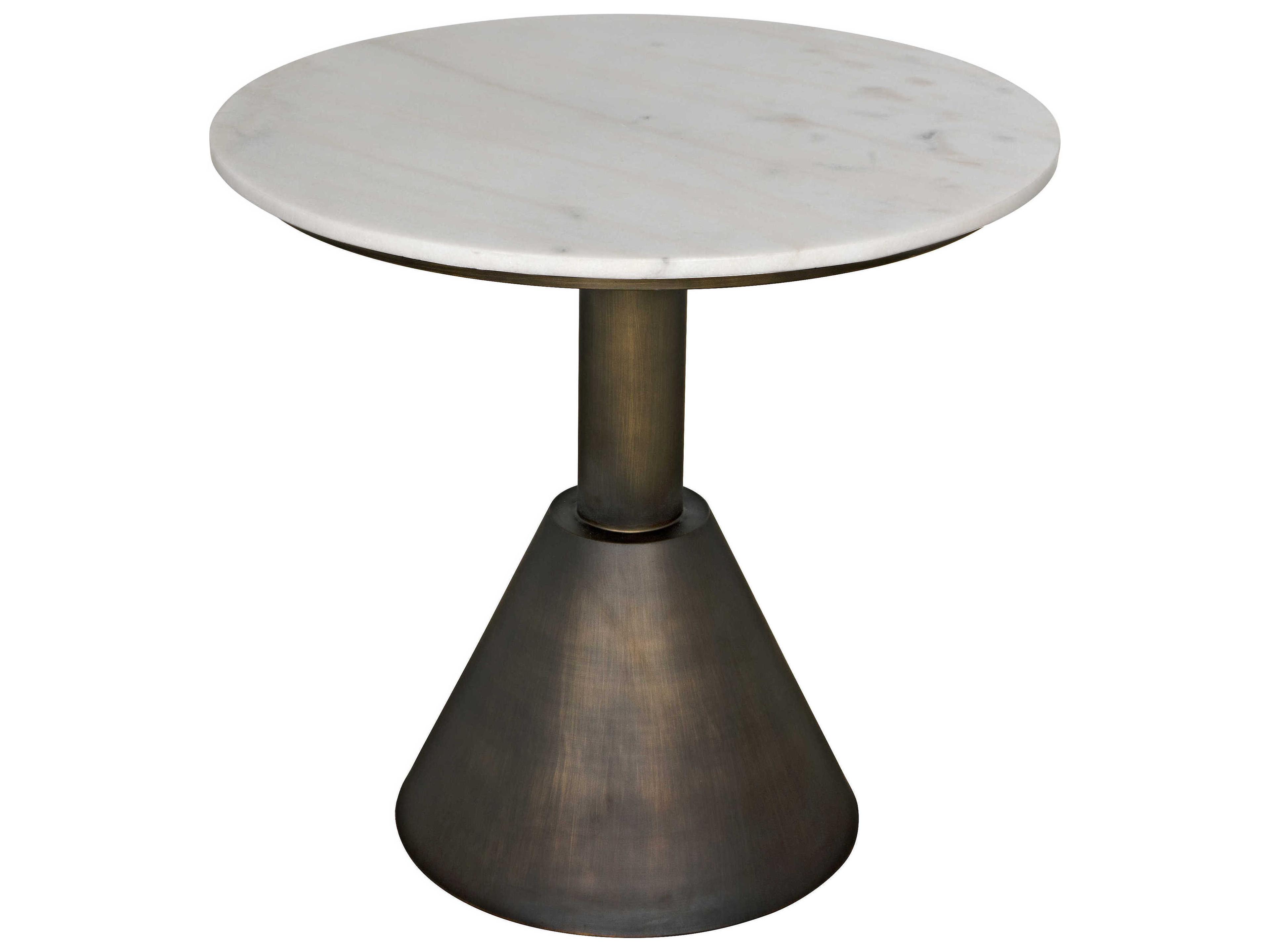 Noir Joseph Round Marble Aged Brass End Table