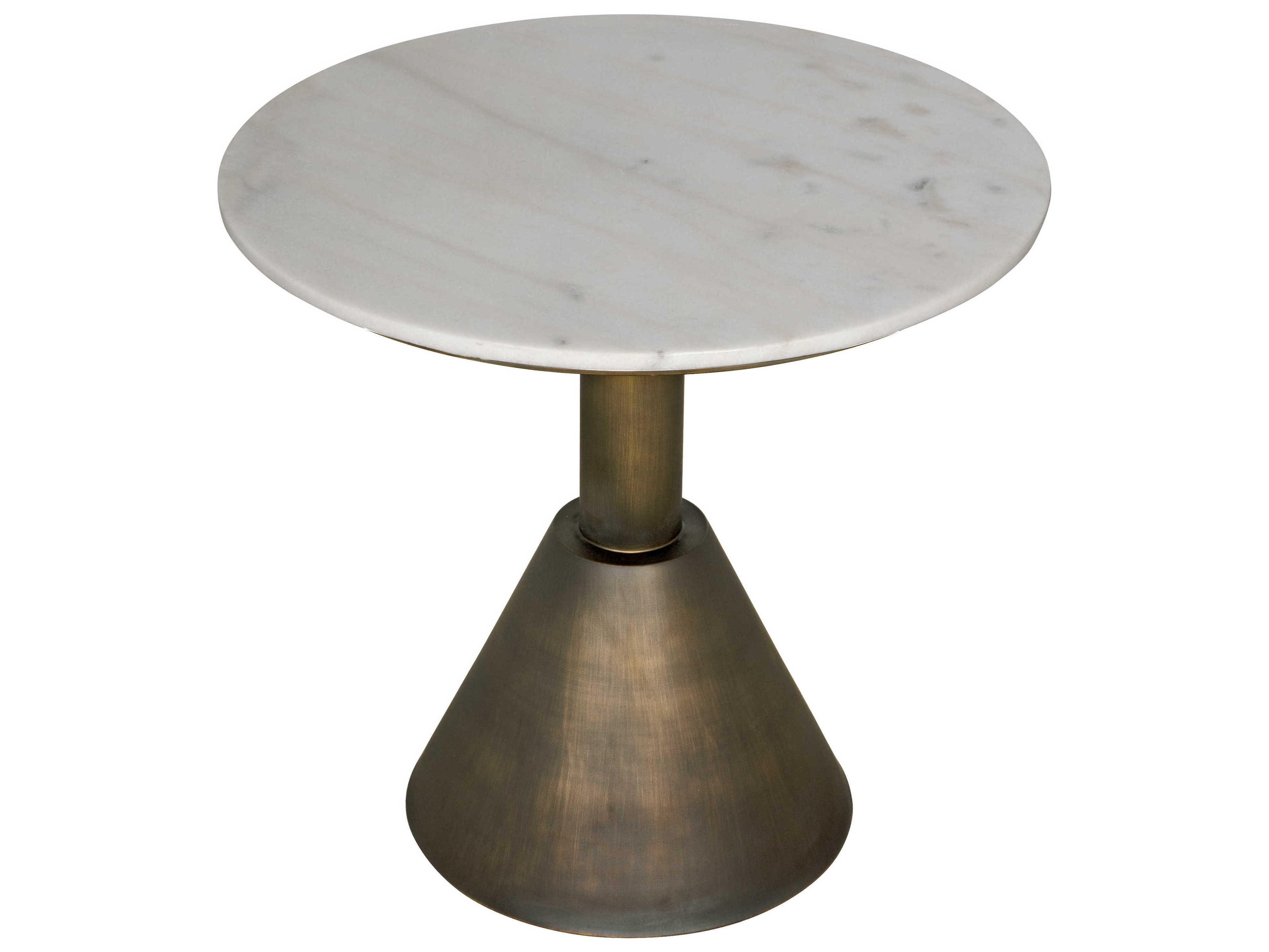 Noir Joseph Round Marble Aged Brass End Table