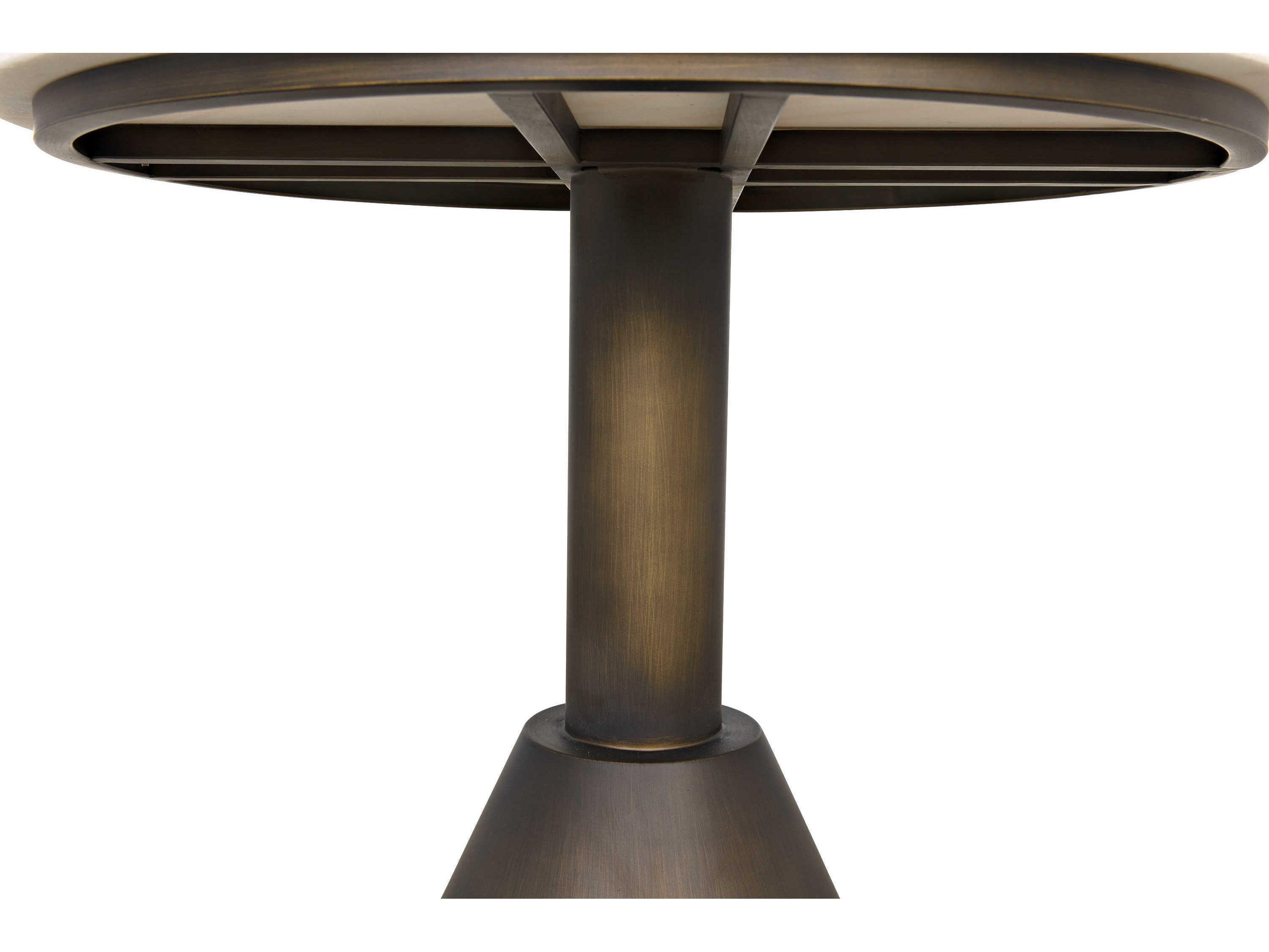 Noir Joseph Round Marble Aged Brass End Table