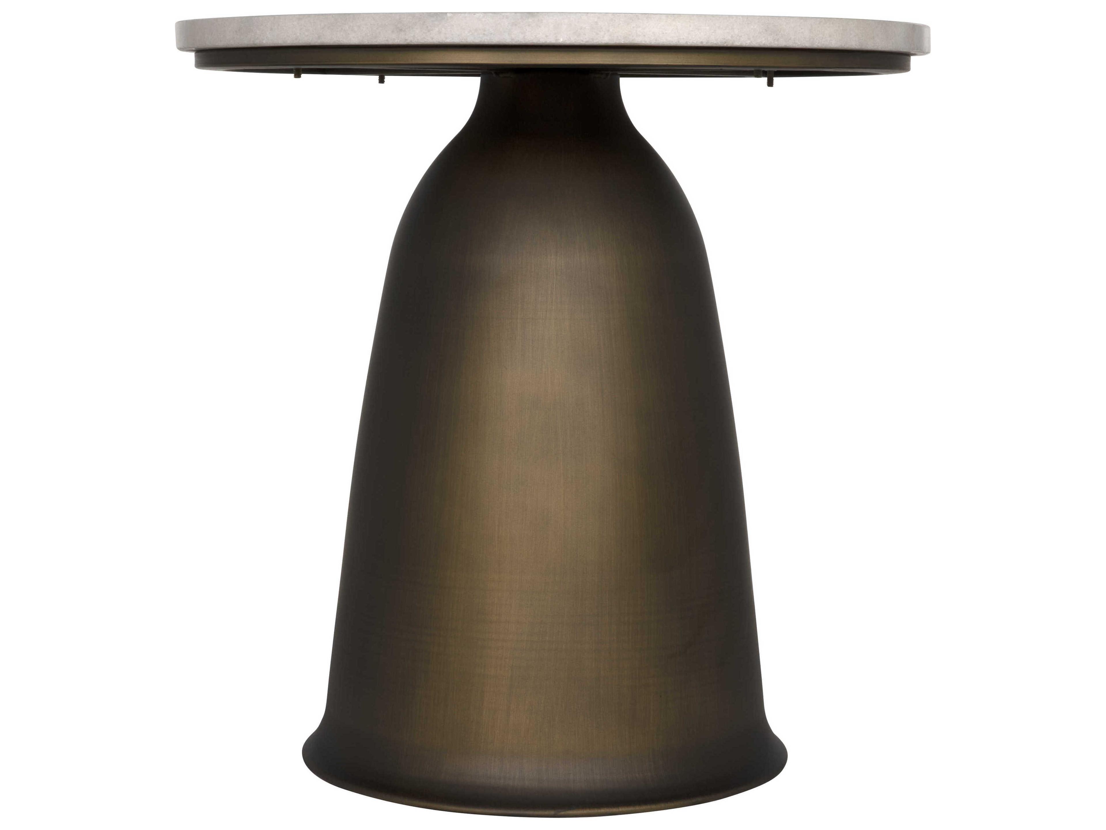 Noir Aiden Round Marble Aged Brass End Table