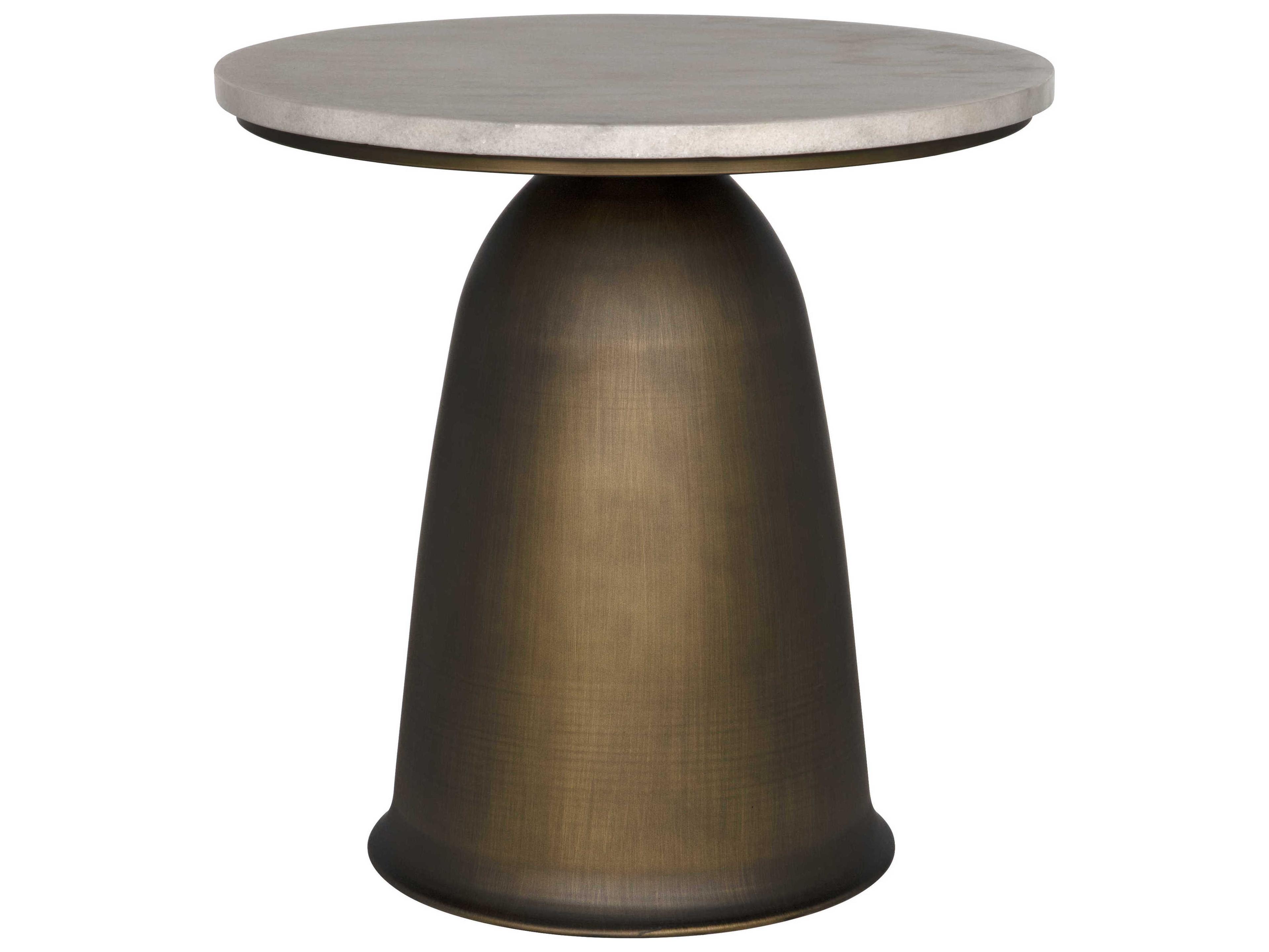 Noir Aiden Round Marble Aged Brass End Table