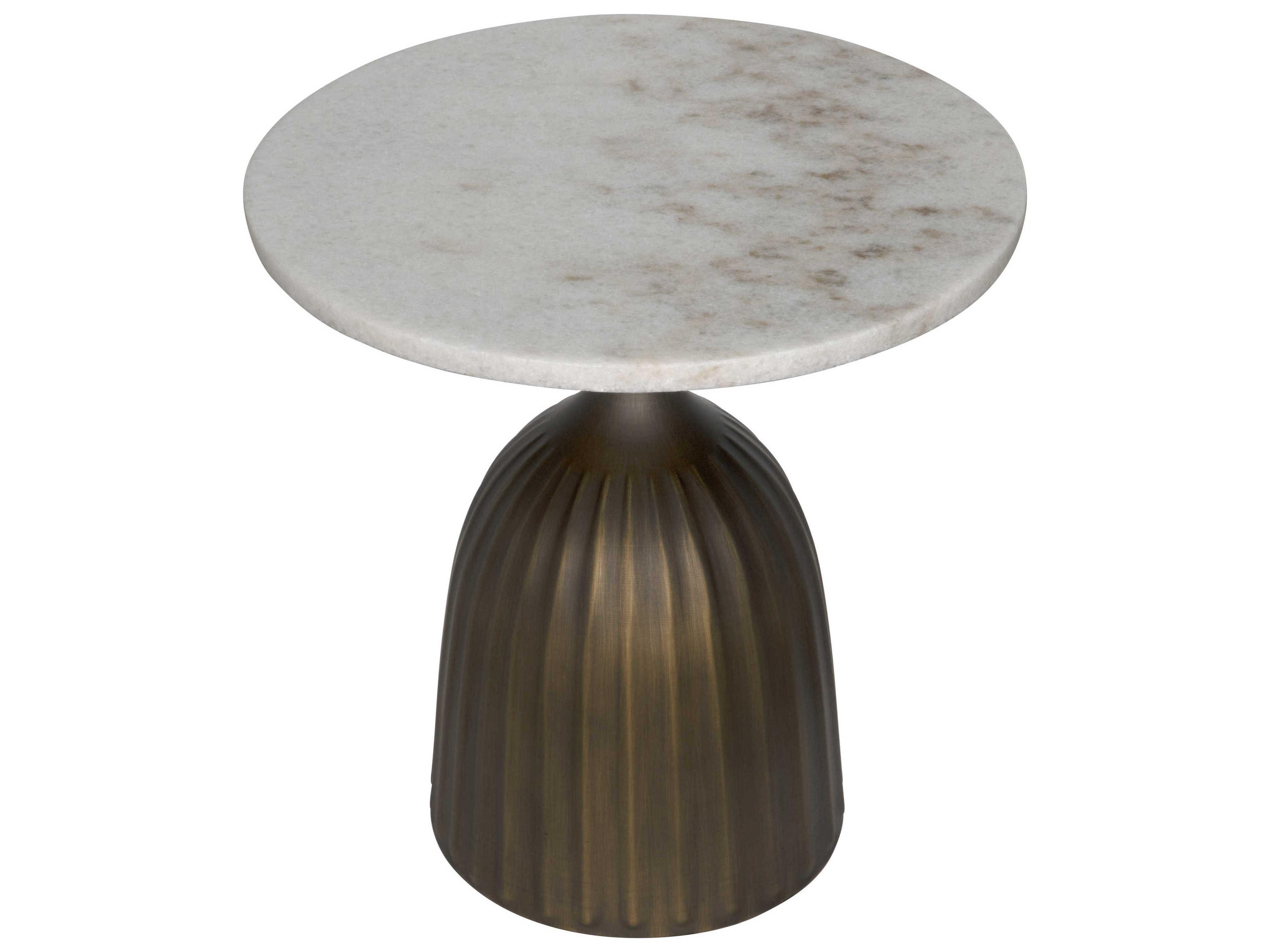Noir Samuel Round Marble Aged Brass End Table