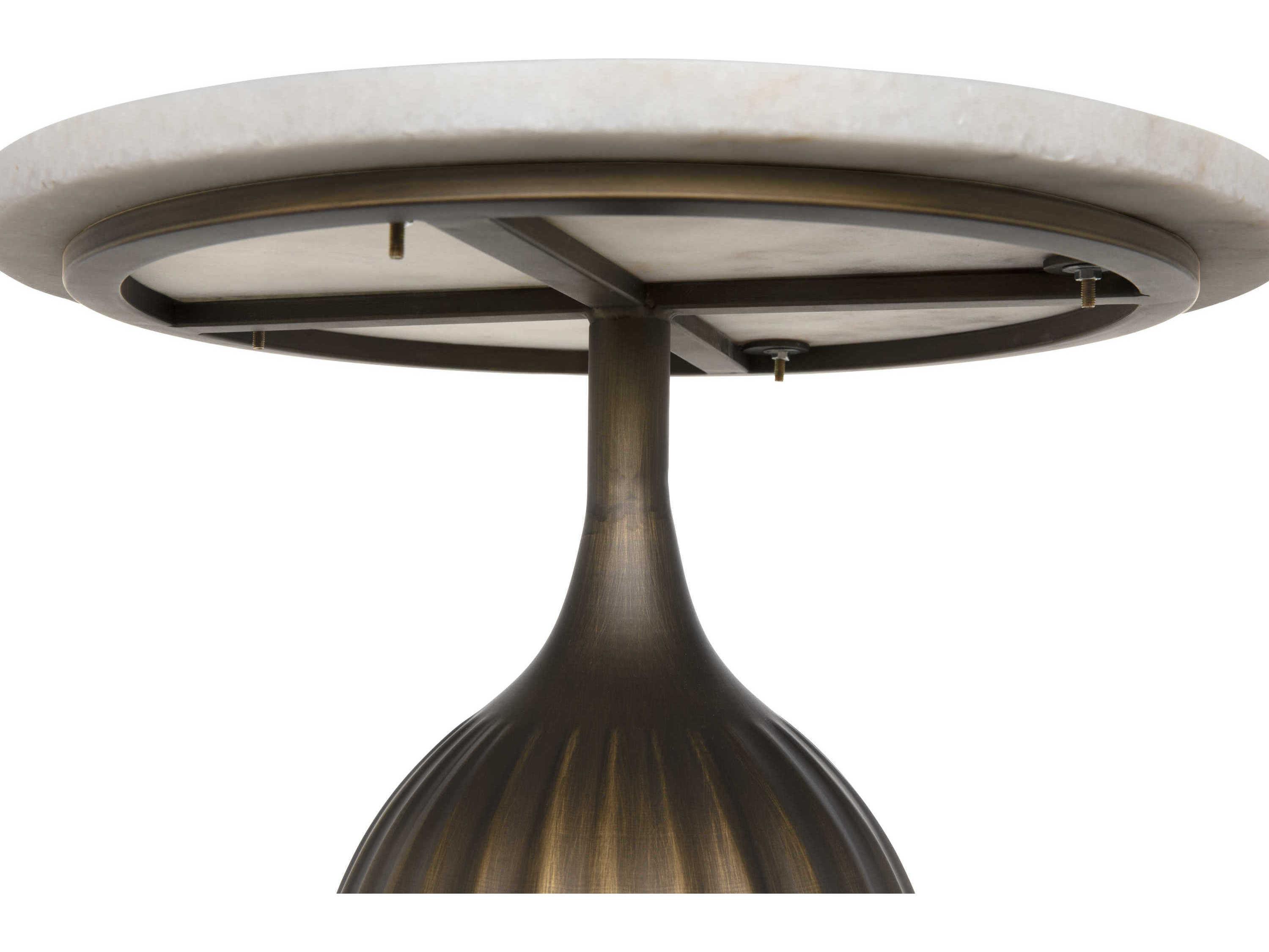 Noir Samuel Round Marble Aged Brass End Table