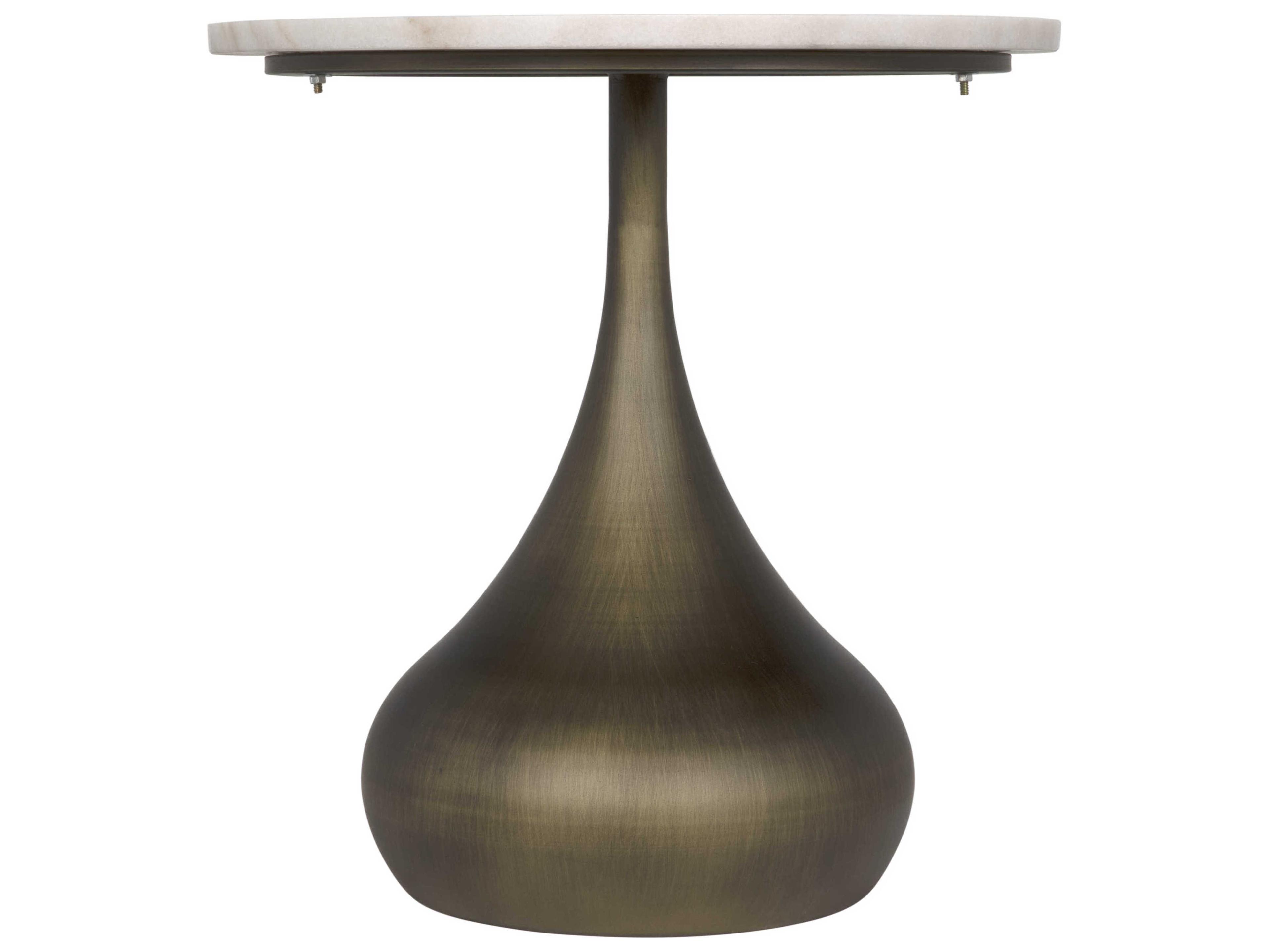 Noir Mateo Round Marble Aged Brass End Table