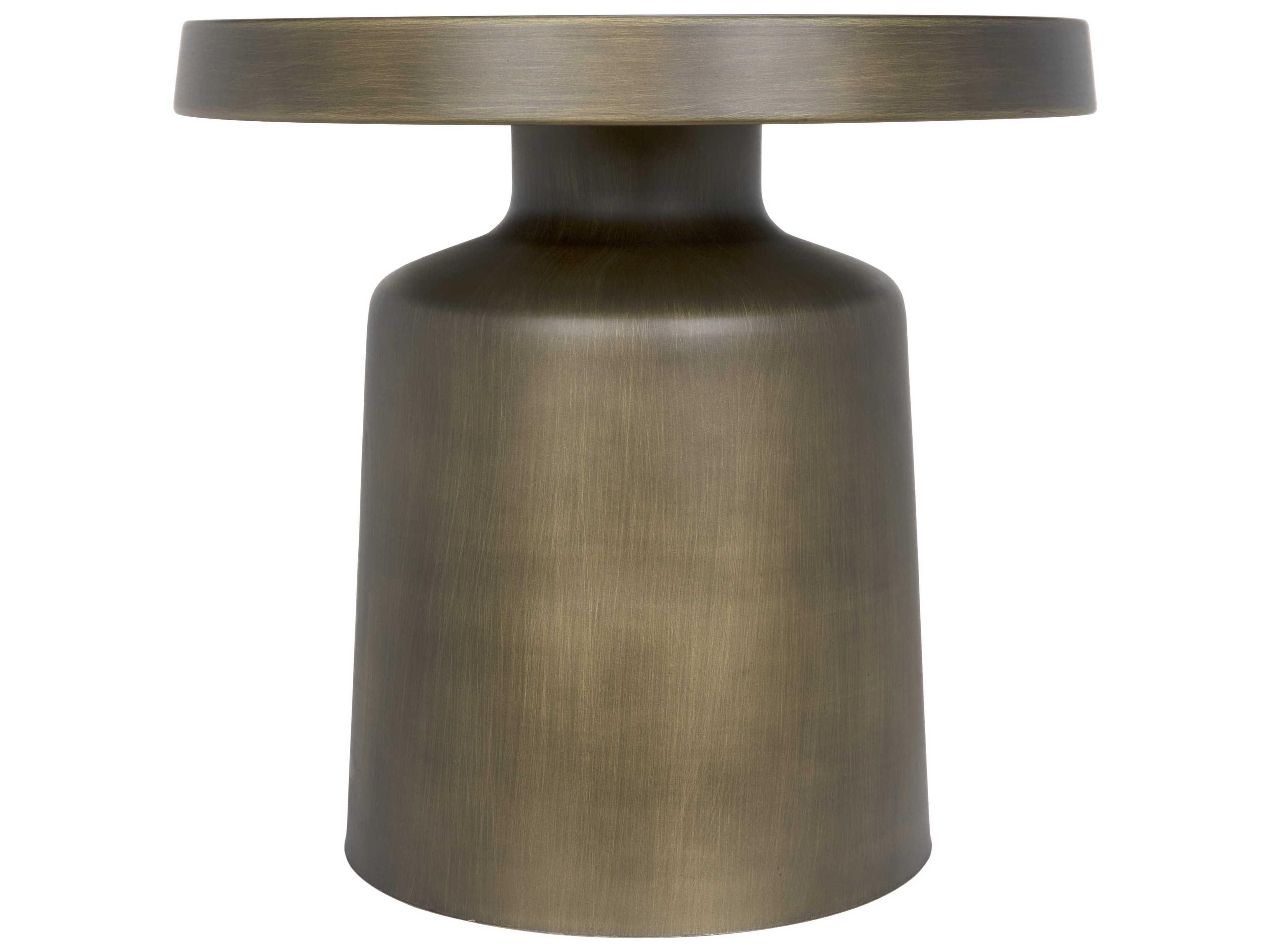 Noir Lee Round Metal Aged Brass End Table