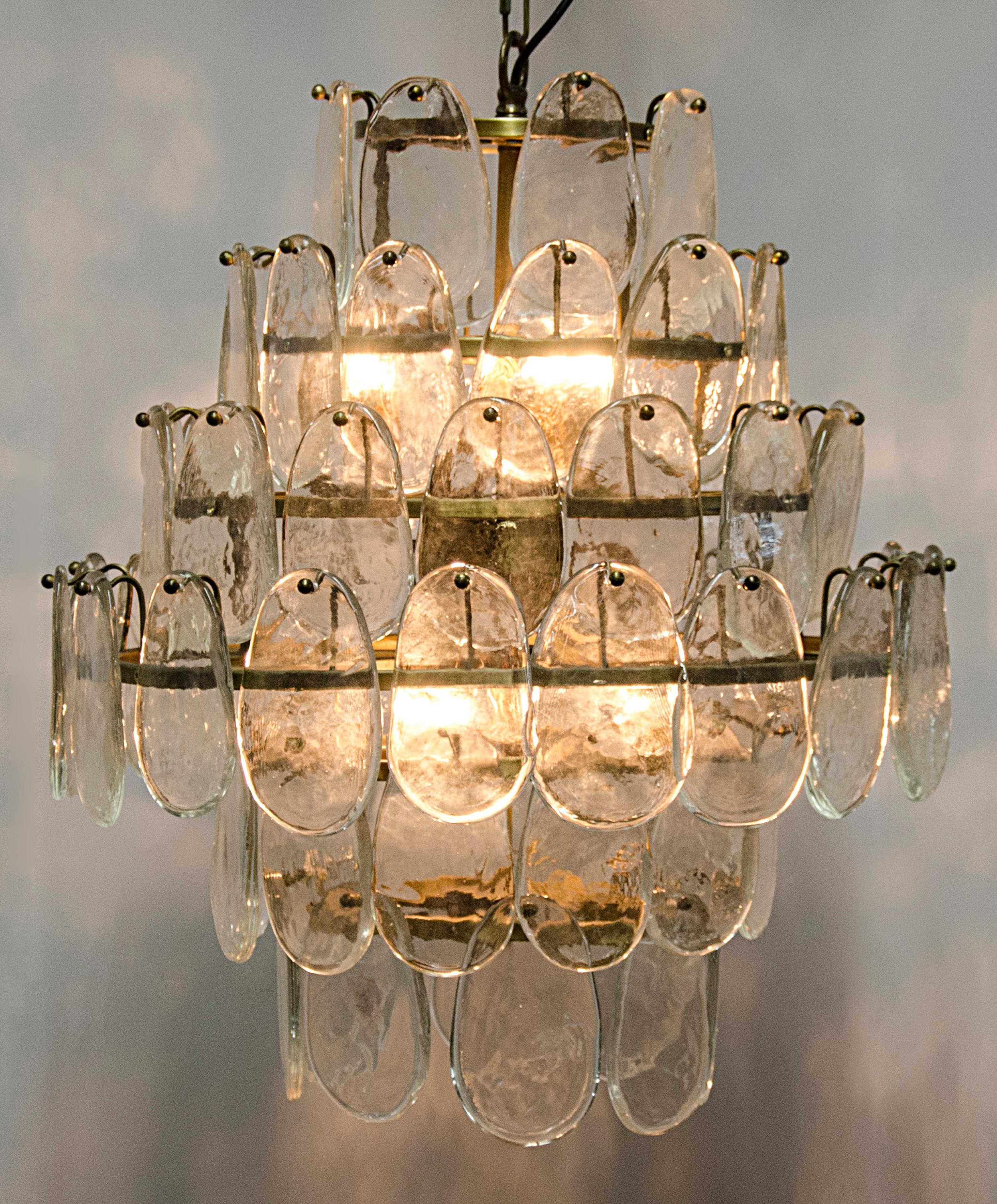 Noir Fixed Lighting 6-Light Antique Brass Glass Tiered Pendant