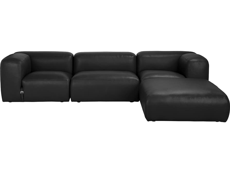 Noir Augustus Black Leather Modular Chair