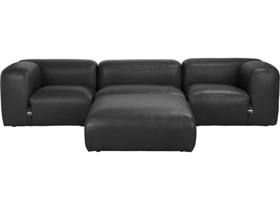 Noir Augustus Black Leather Ottoman