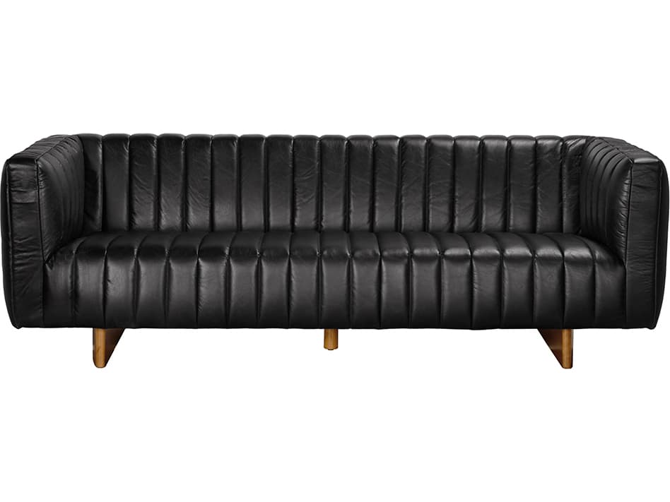 Noir Khann Ebony Black Leather Sofa
