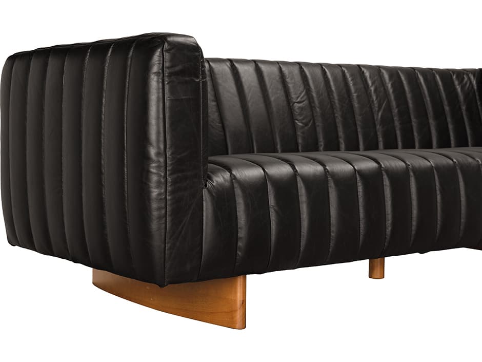 Noir Khann Ebony Black Leather Sofa