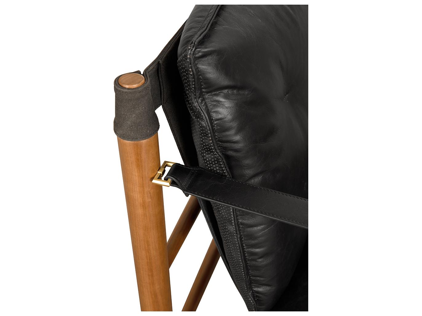 Noir Luther Black Leather Accent Chair