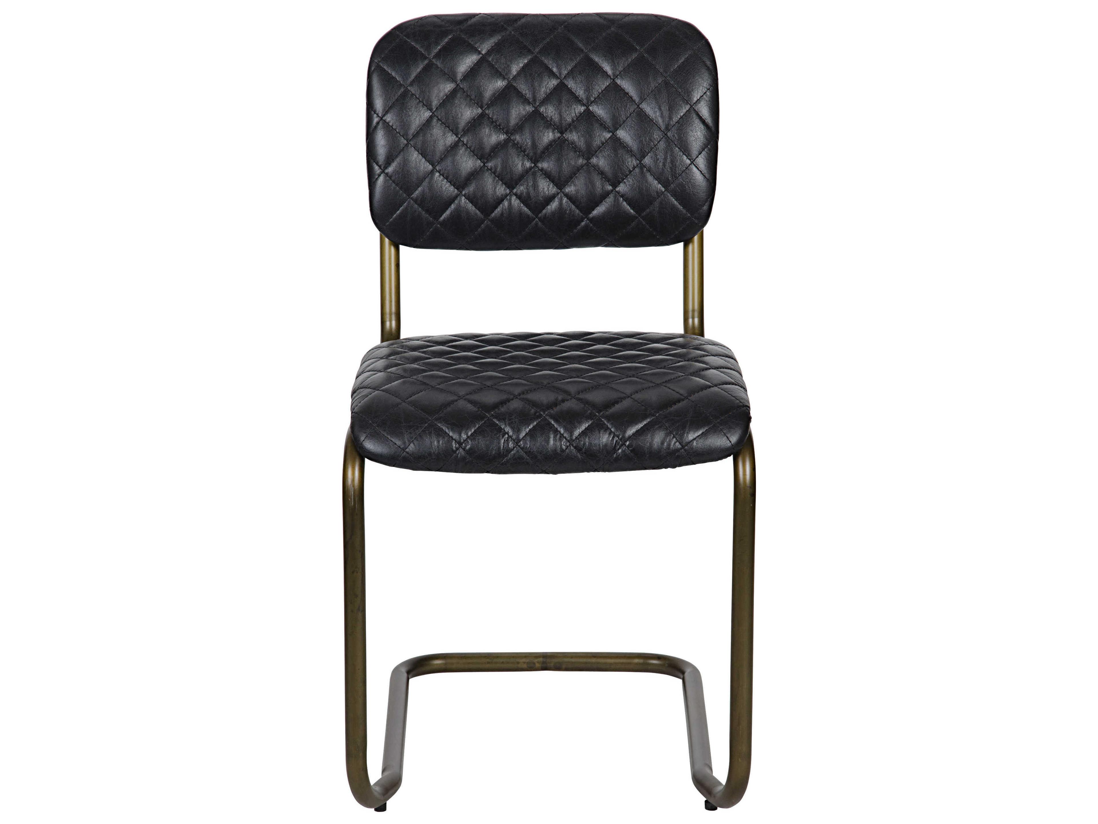 Noir Black Leather Side Dining Chair