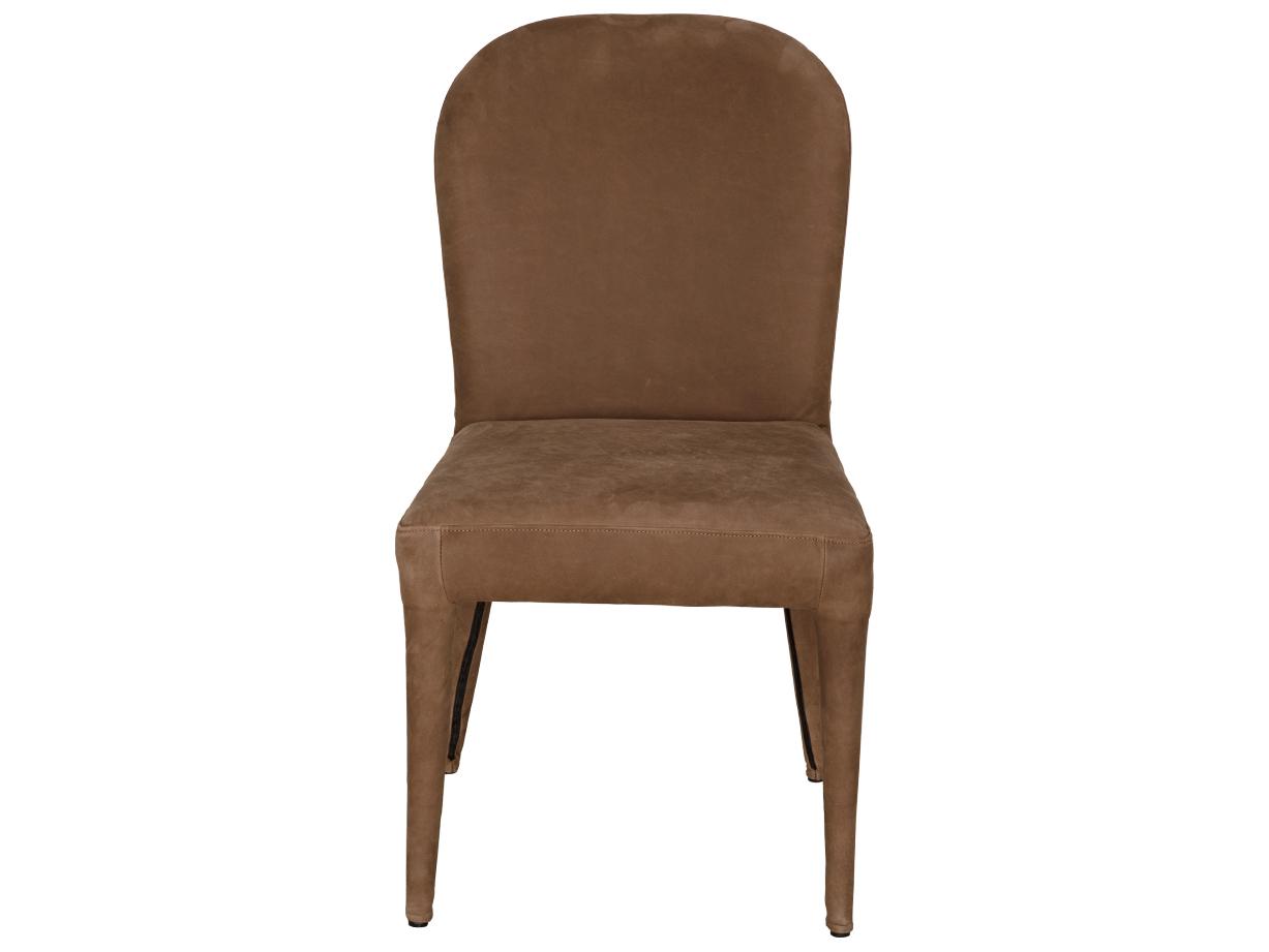 Noir Georgia Brown Leather Armless Dining Chair
