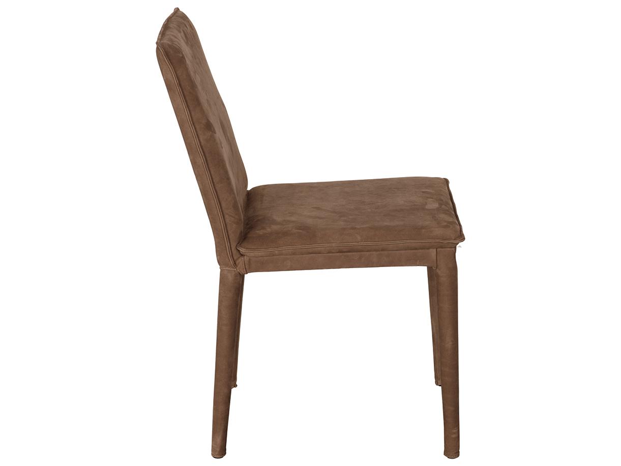 Noir Georgia Brown Leather Armless Dining Chair
