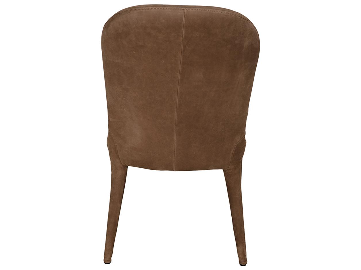 Noir Georgia Brown Leather Armless Dining Chair