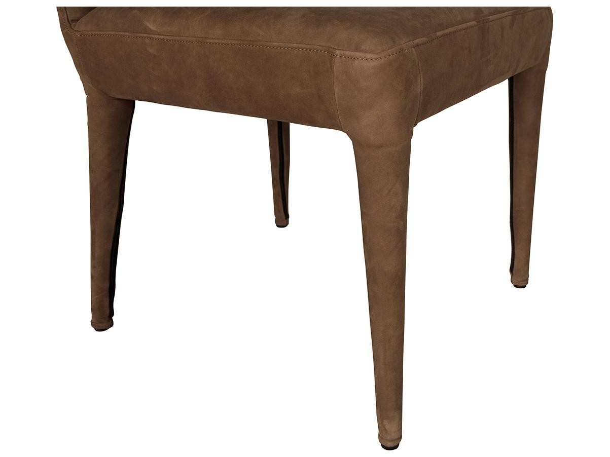 Noir Georgia Brown Leather Armless Dining Chair