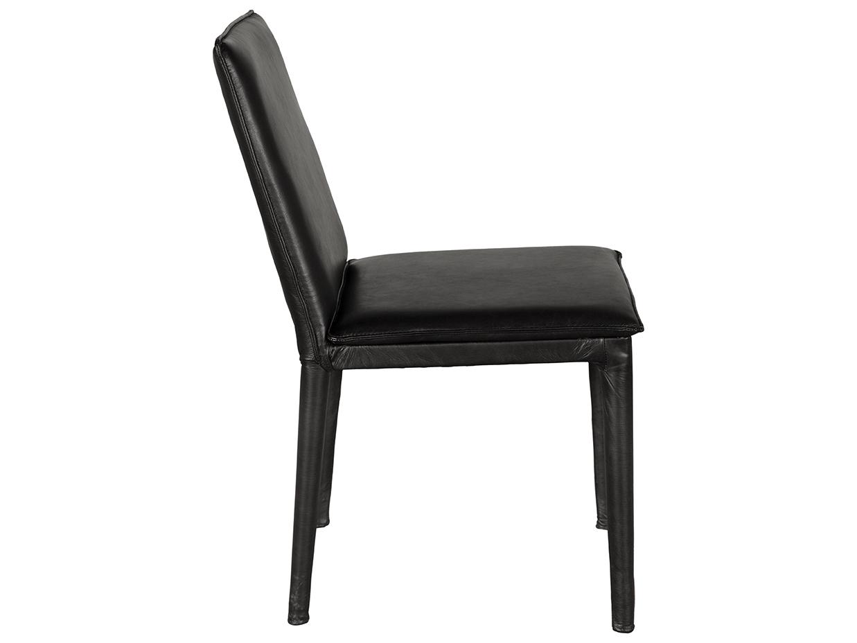 Noir Newton Black Leather Armless Dining Chair