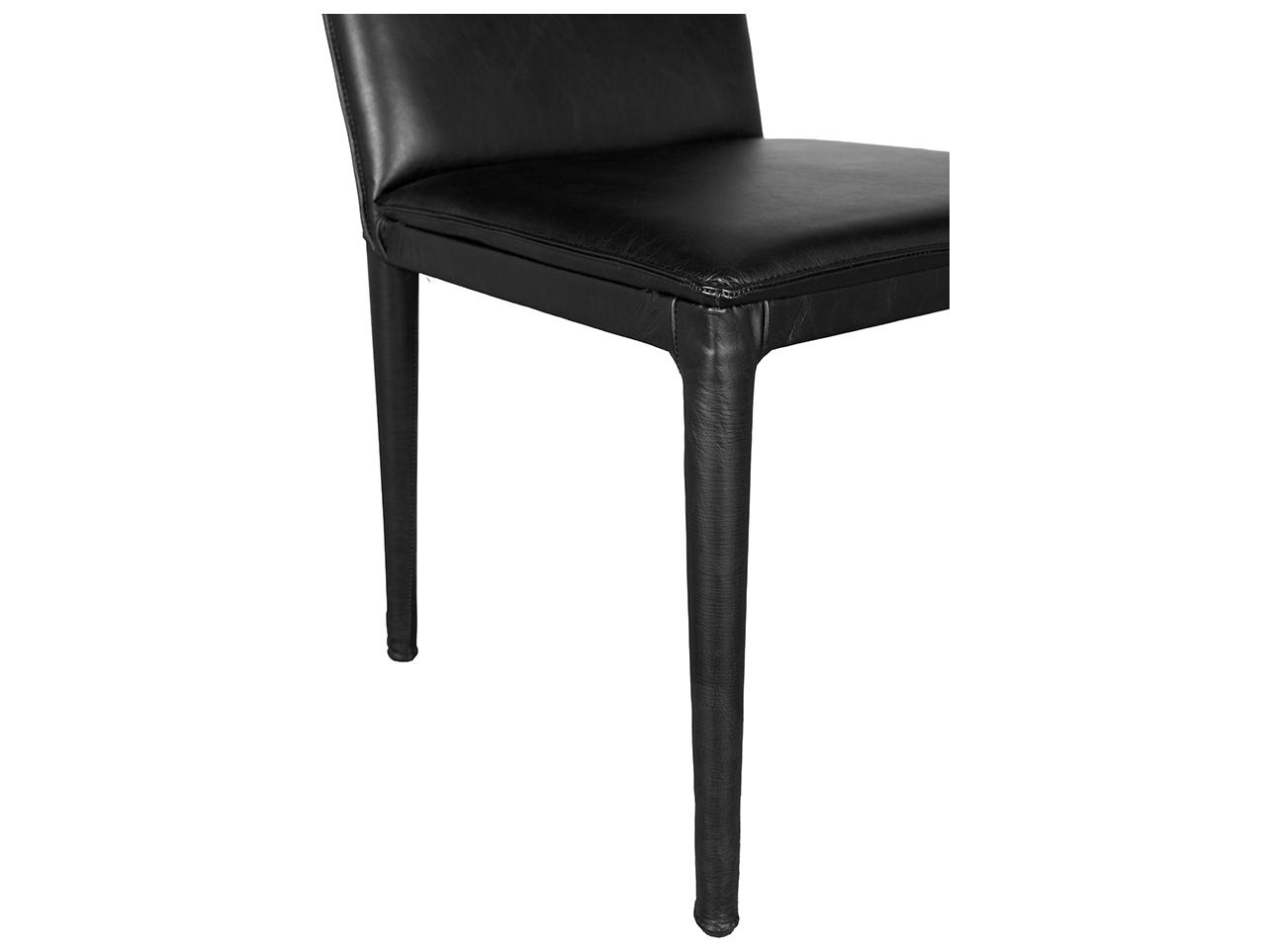 Noir Newton Black Leather Armless Dining Chair