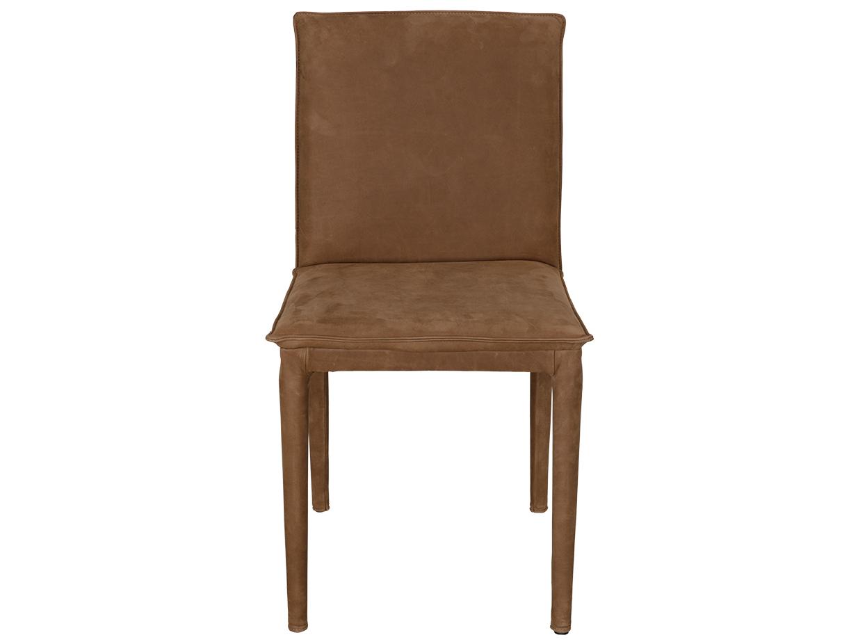 Noir Newton Brown Leather Armless Dining Chair