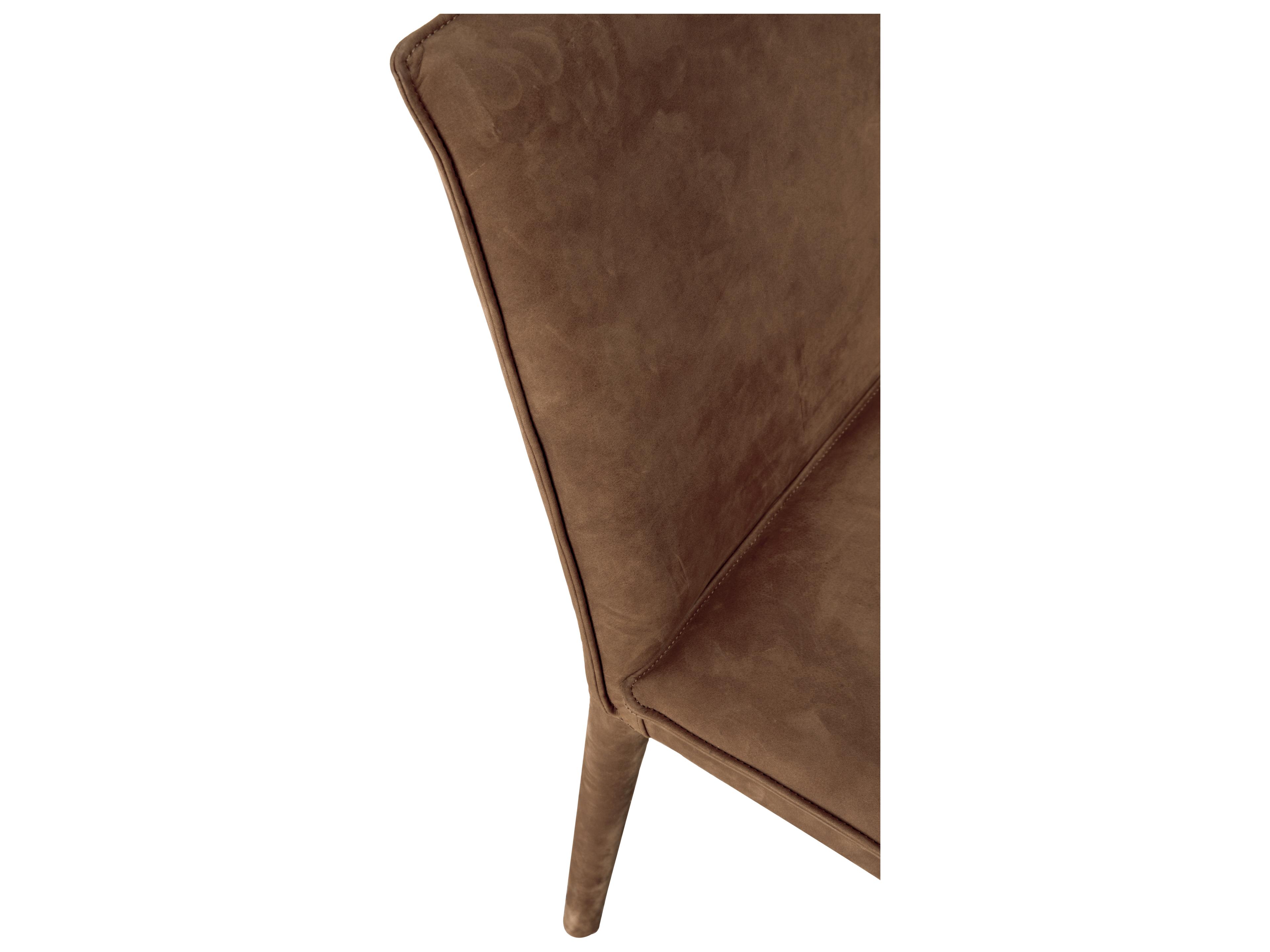 Noir Newton Brown Leather Armless Dining Chair