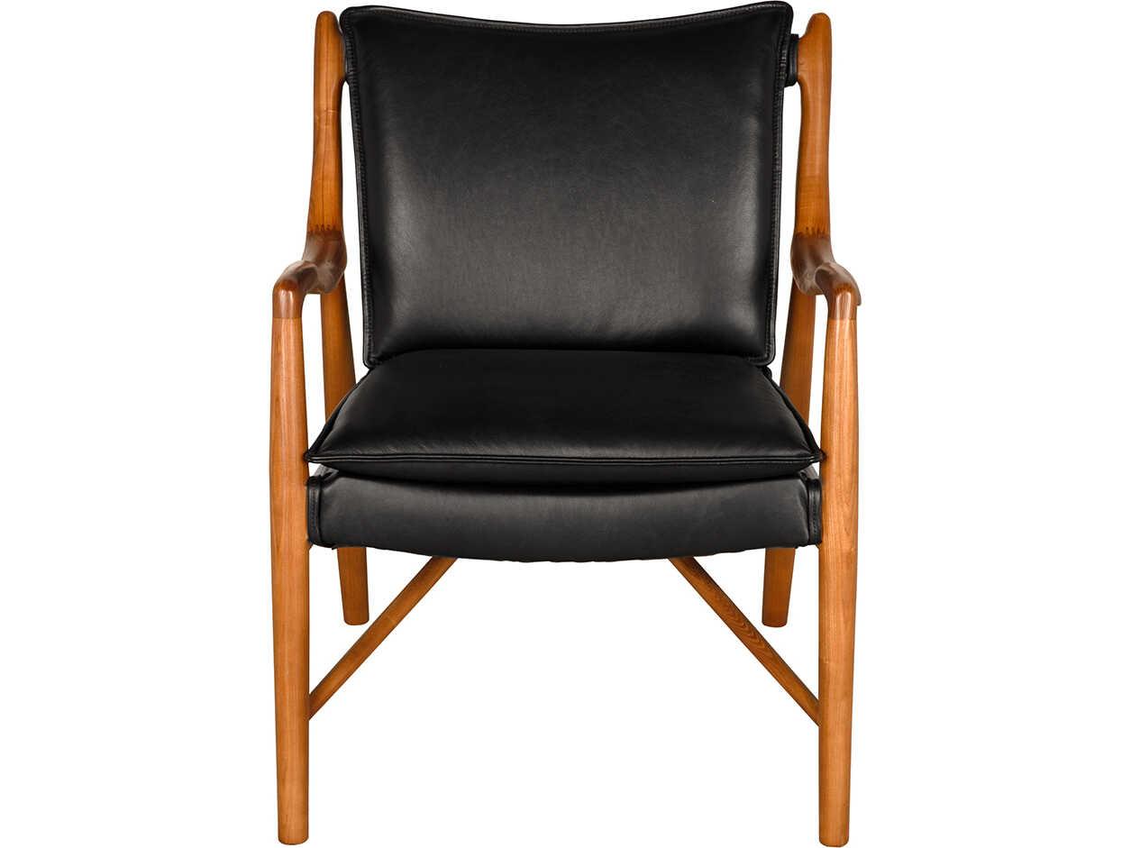 Noir Weston Black Leather Accent Chair