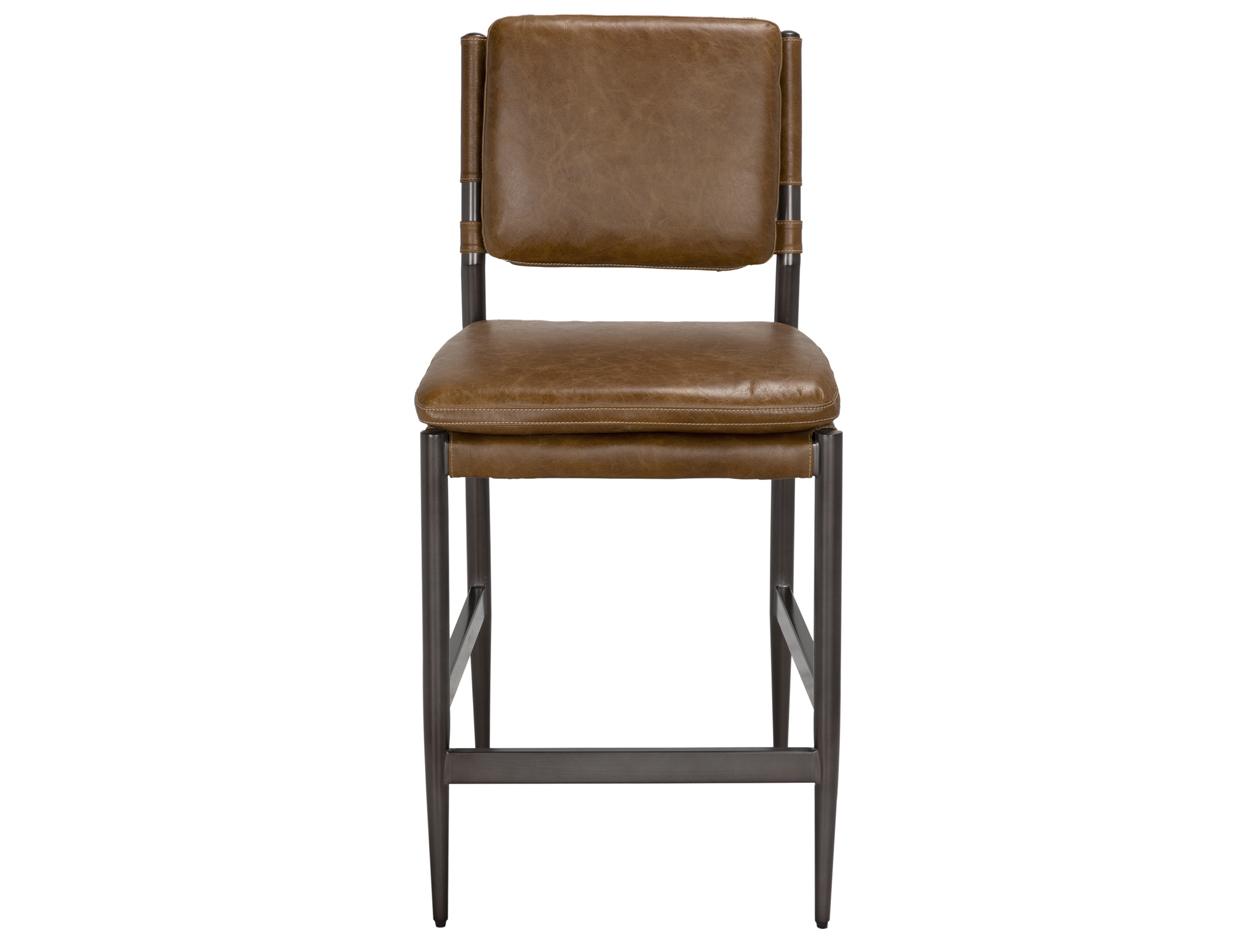 Noir Wooster Leather Counter Stool