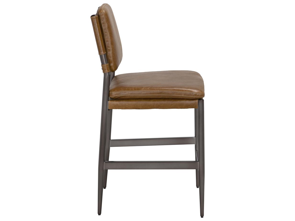 Noir Wooster Leather Counter Stool