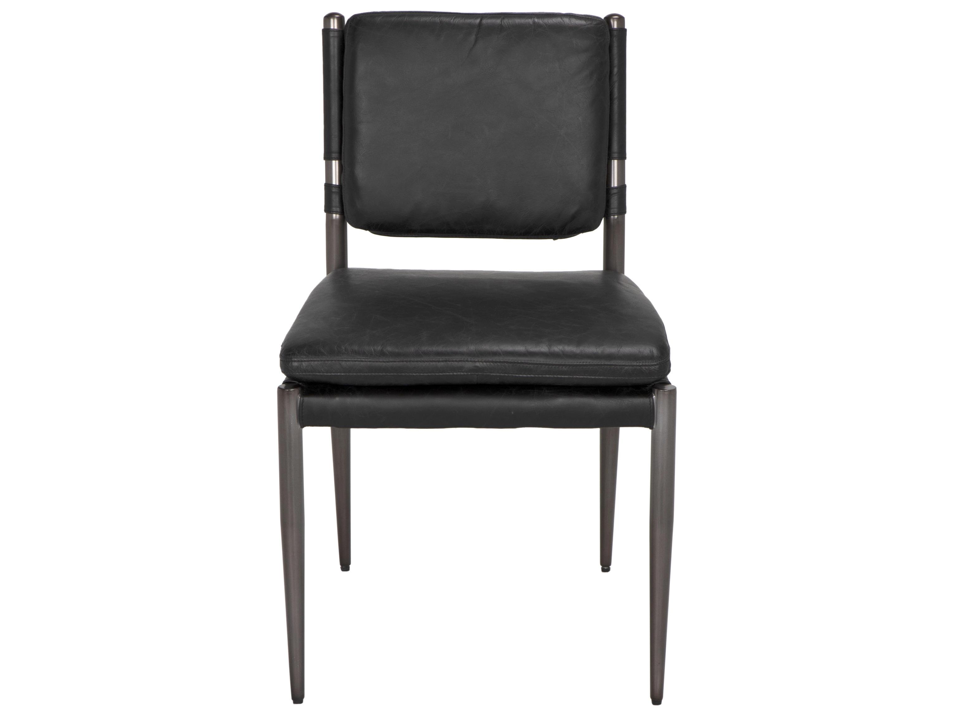 Noir Elvis Black Leather Armless Dining Chair