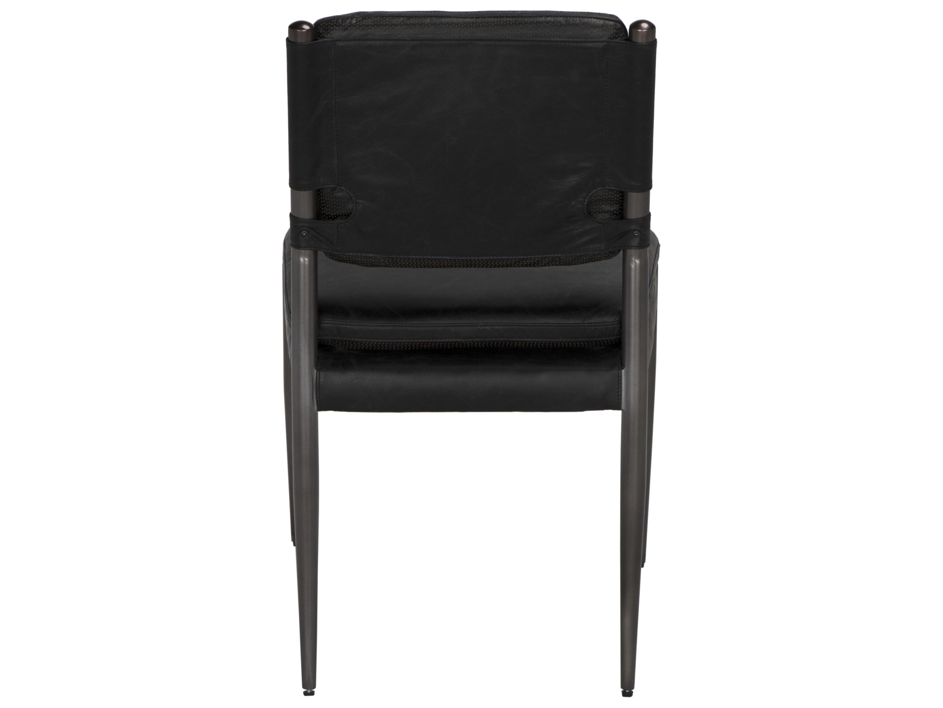 Noir Elvis Black Leather Armless Dining Chair